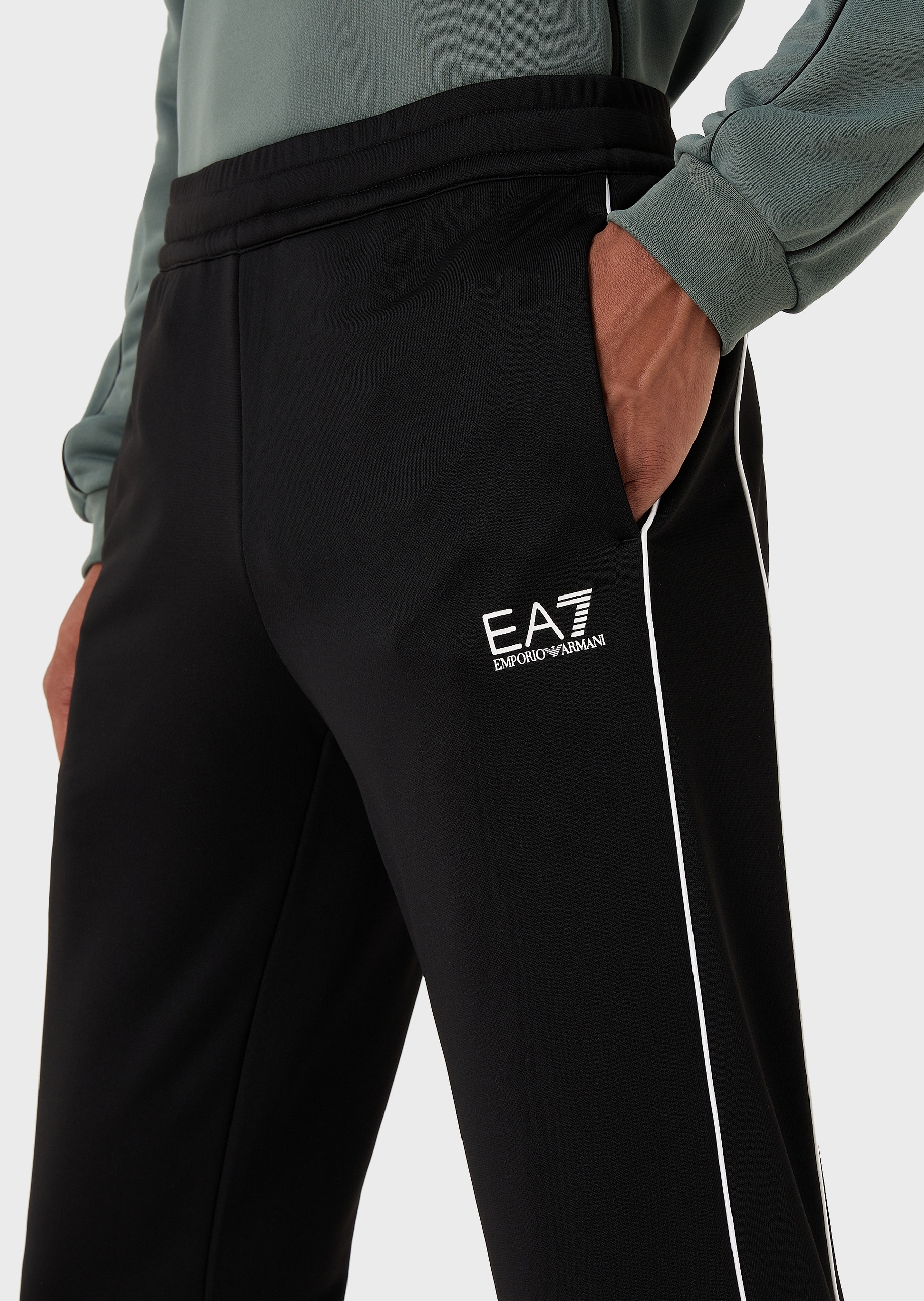 EA7 男士亮色饰带束脚运动卫裤