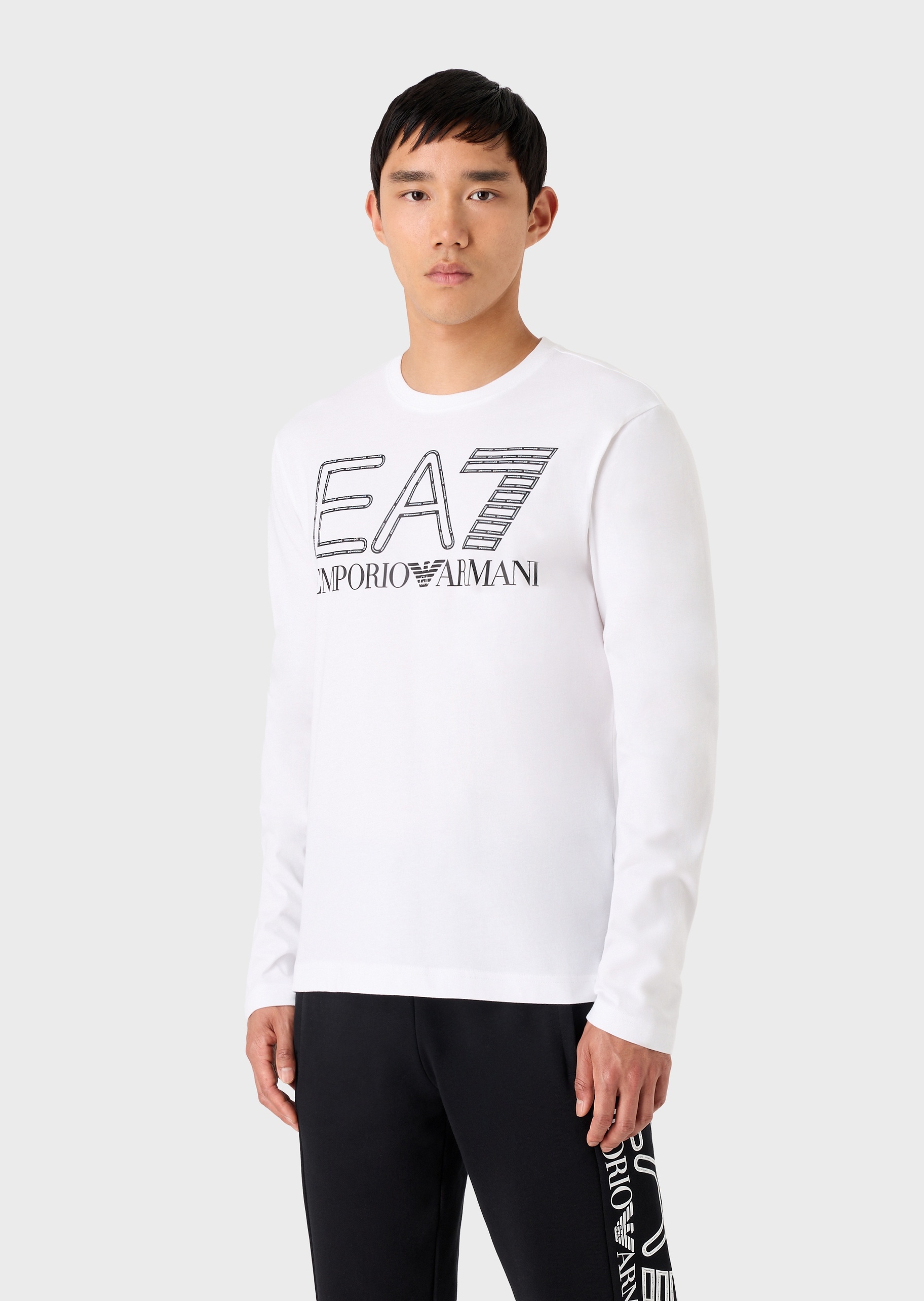 EA7 男士大LOGO长袖棉运动T恤