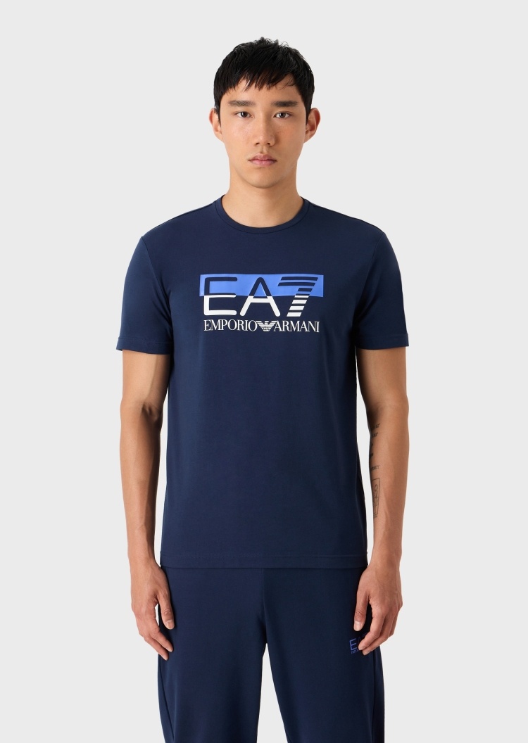 EA7 男士圆领短袖纯棉运动T恤