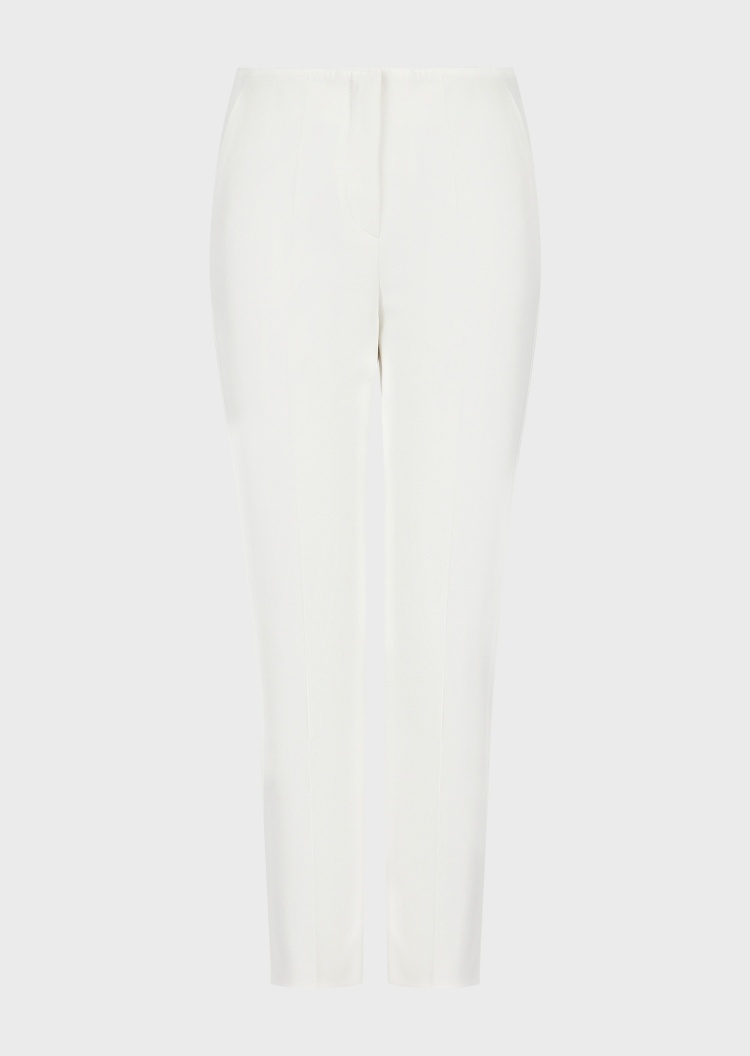 Emporio Armani 女士棉质合身七分款直筒优雅纯色商务休闲裤