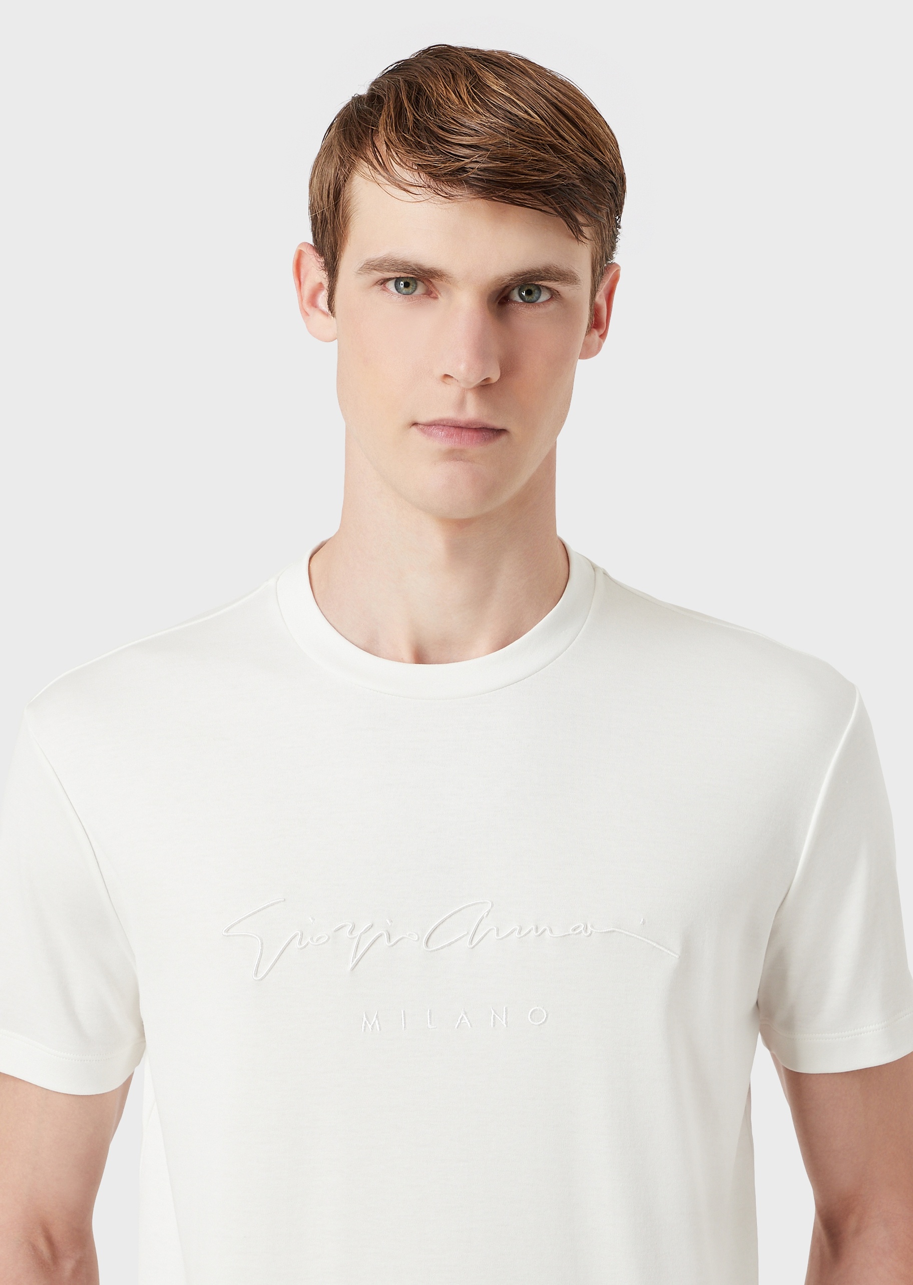 Giorgio Armani 男士全棉合身短袖圆领简约纯色T恤