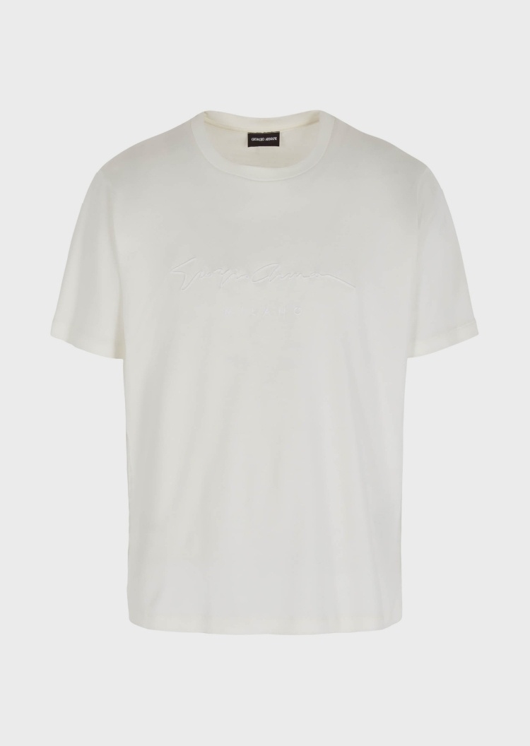 Giorgio Armani 男士立体LOGO全棉圆领短袖纯色T恤