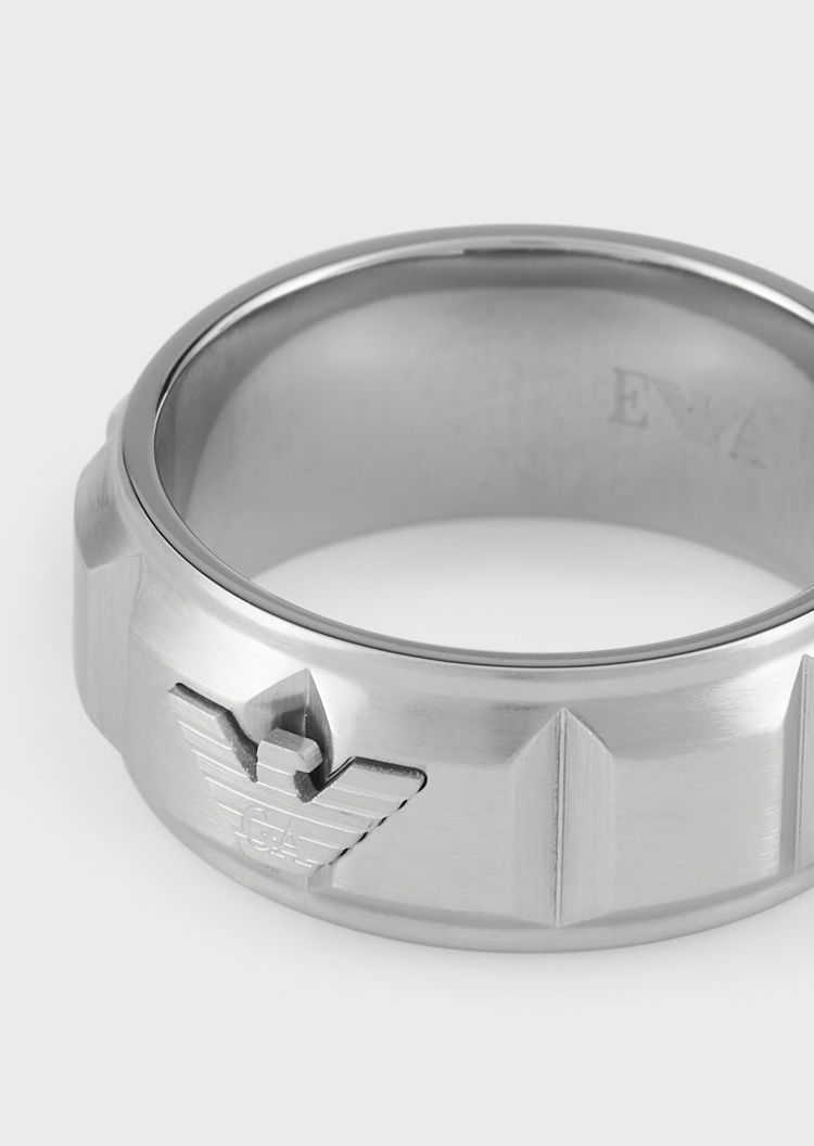 Emporio Armani 立体纹理钢质戒指