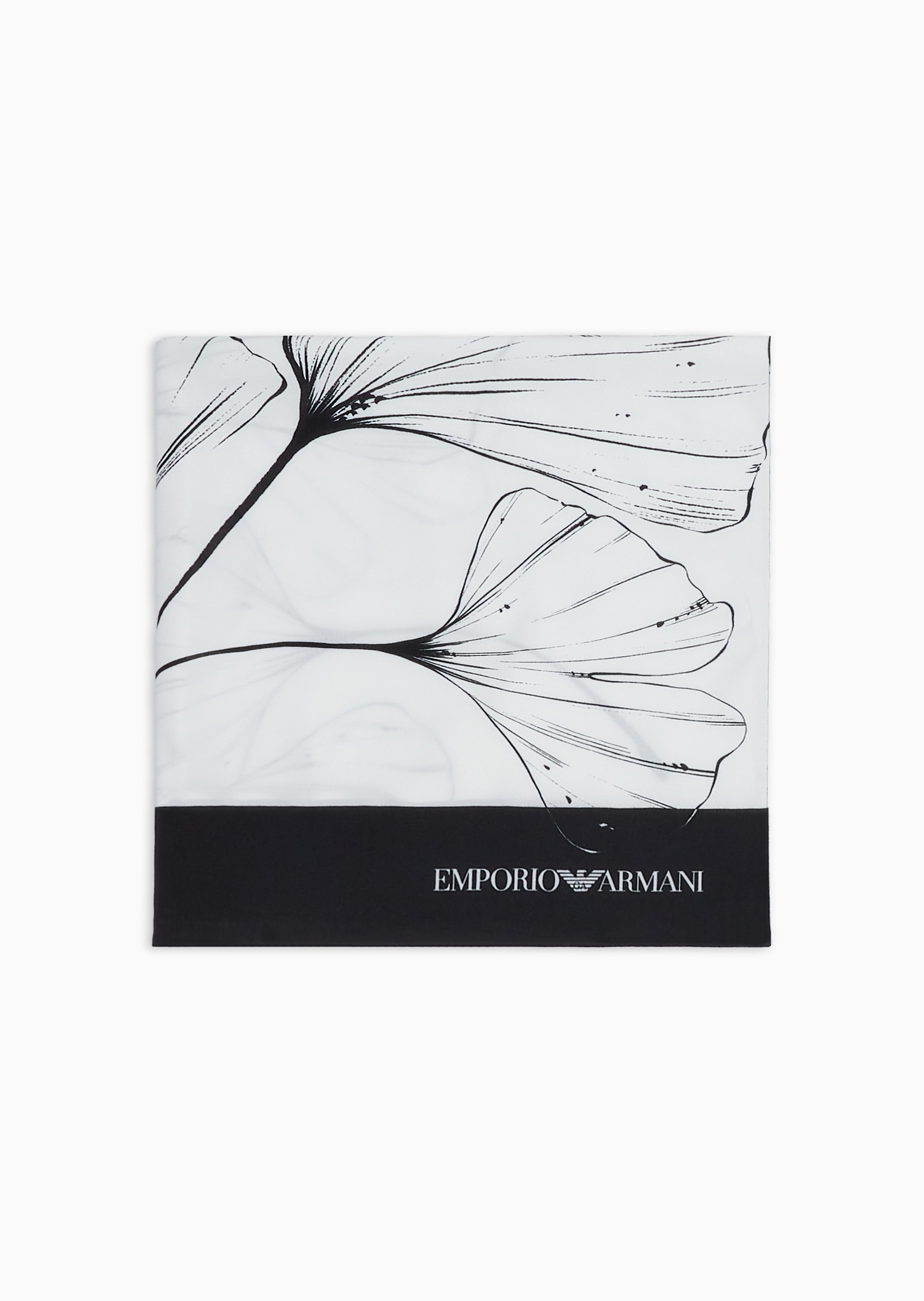 Emporio Armani 男士人造棉方形植物图案印花撞色丝巾