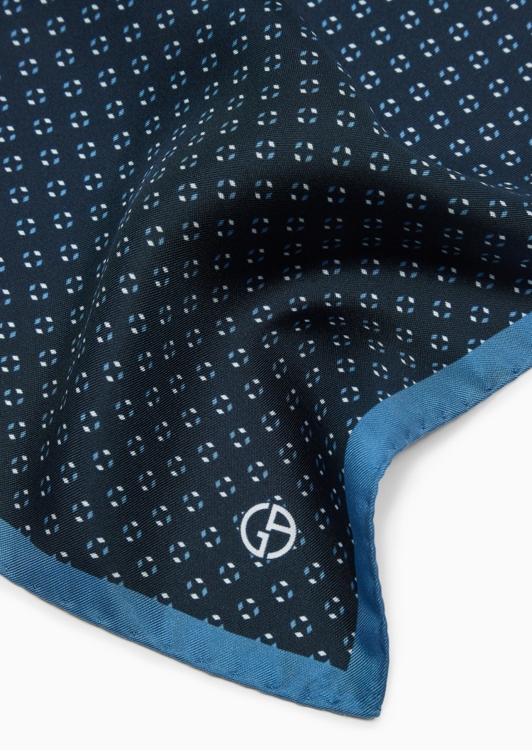 Giorgio Armani 男士桑蚕丝正方形多色印花饰边口袋巾