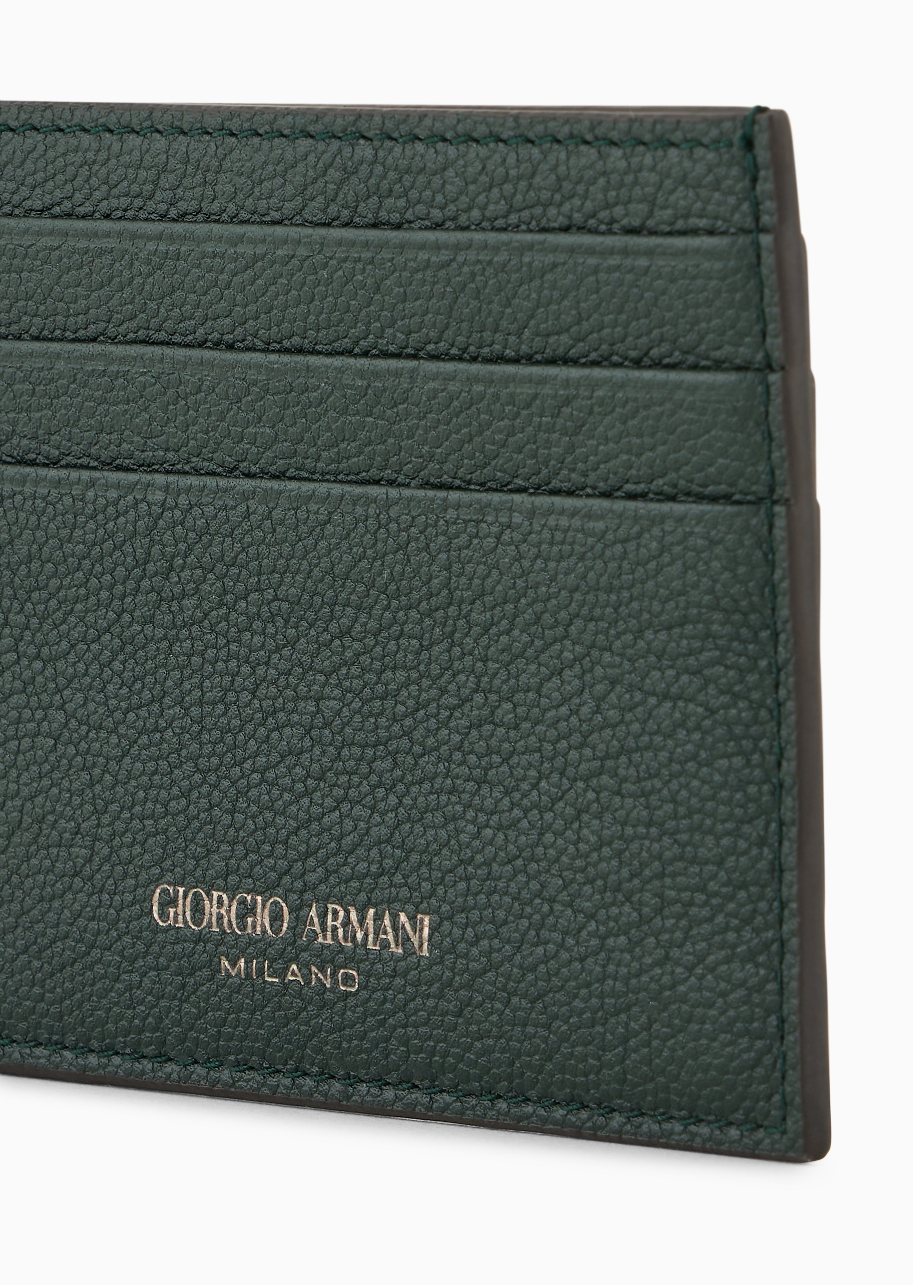 Giorgio Armani 男士犊牛皮革扁平多卡位双面用纹理手拿卡夹