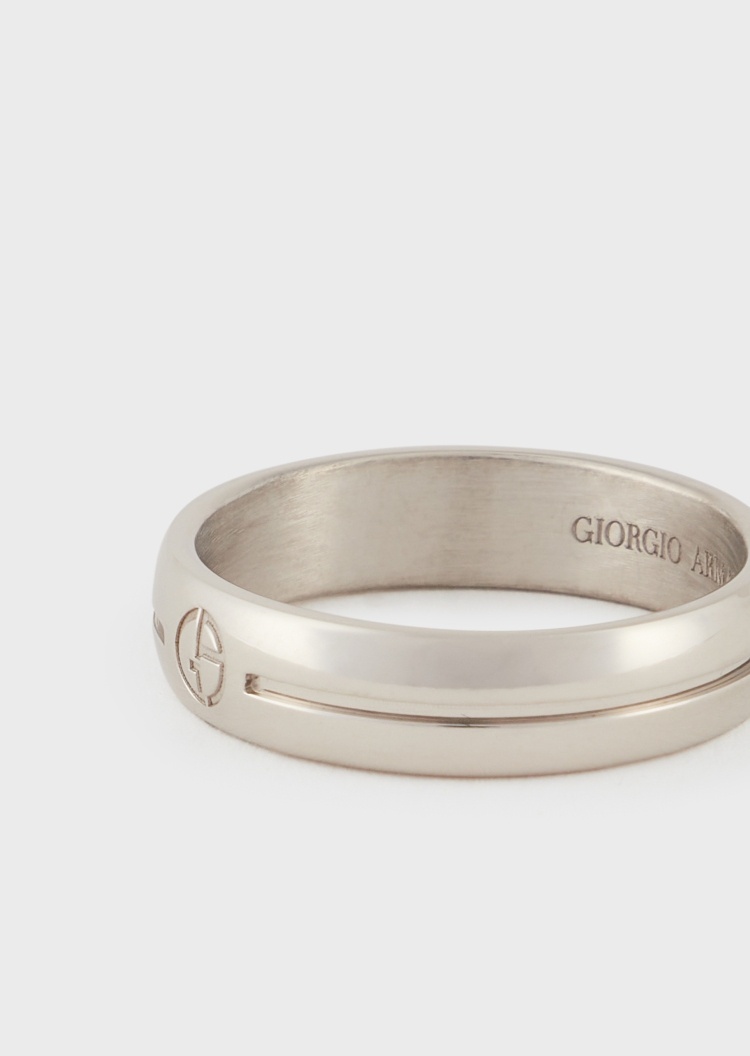 Giorgio Armani 男士经典LOGO镌刻银戒指