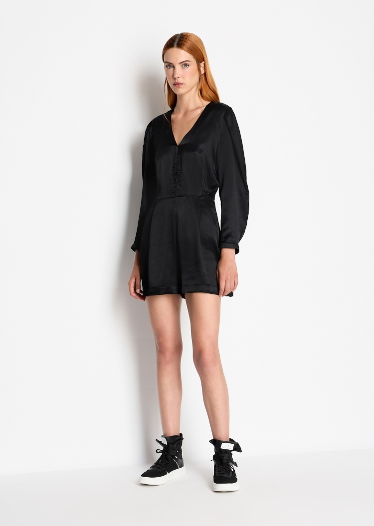 ARMANI EXCHANGE 女士V领长袖压褶连体短裤