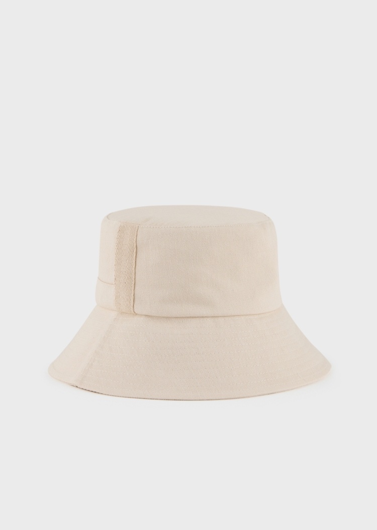 Emporio Armani 可持续系列女士全棉纯色斜纹贴标钟形帽