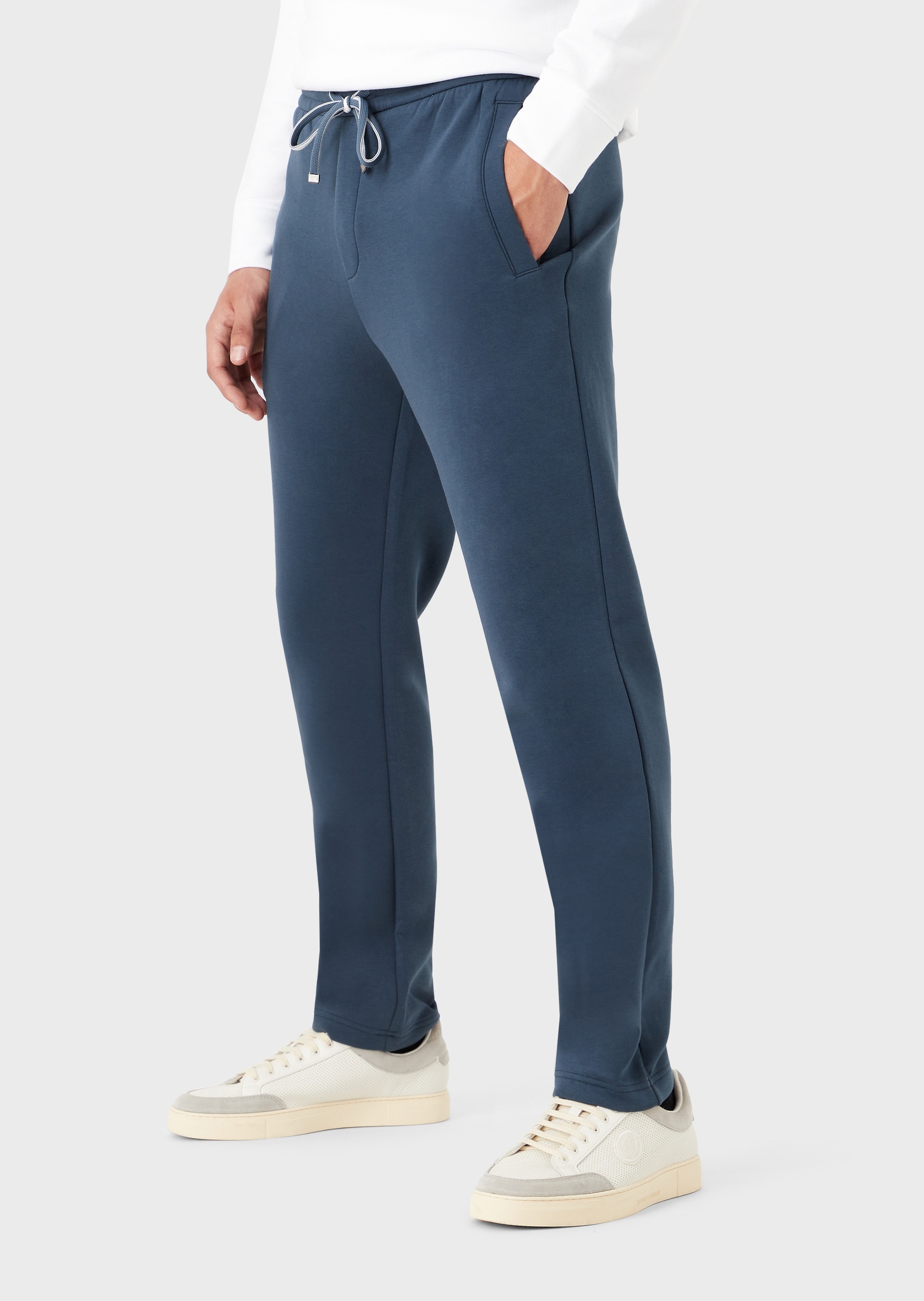 Emporio Armani 男士双色抽绳腰直筒休闲裤
