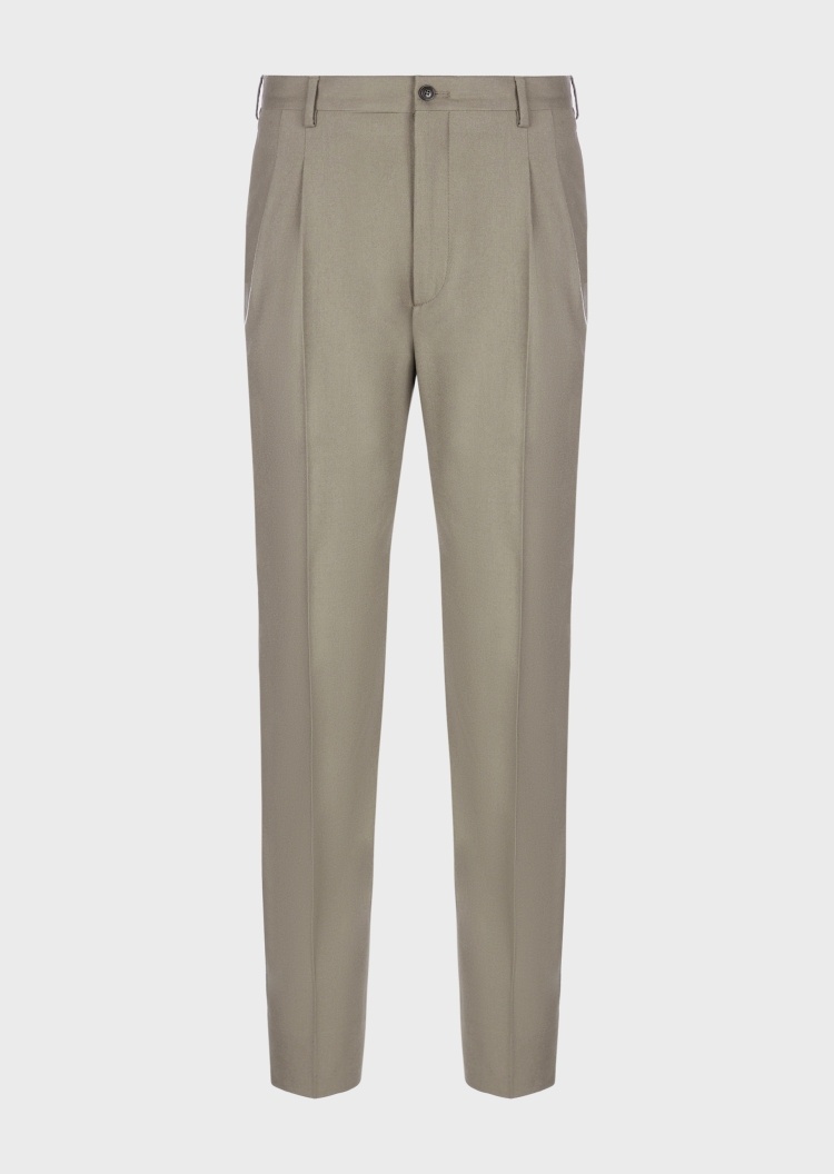 Giorgio Armani 男士商务正装纯色全羊毛双褶直筒休闲西裤