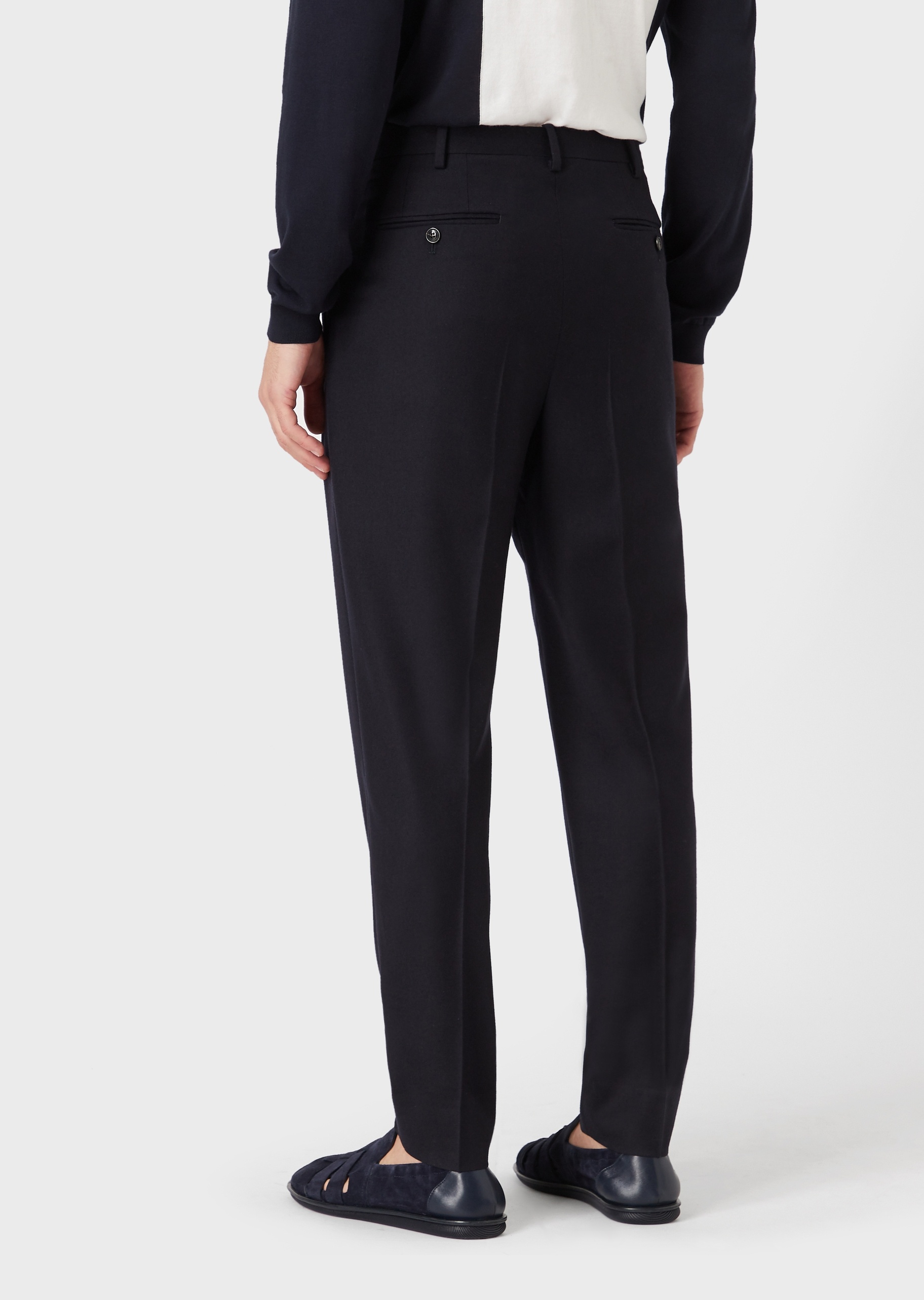 Giorgio Armani 男士商务正装纯色全羊毛双褶直筒休闲西裤