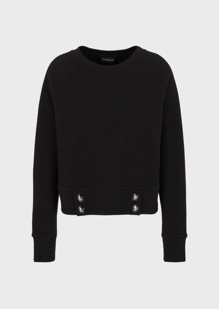 Emporio Armani 女士蜂巢纹理圆领插肩卫衣