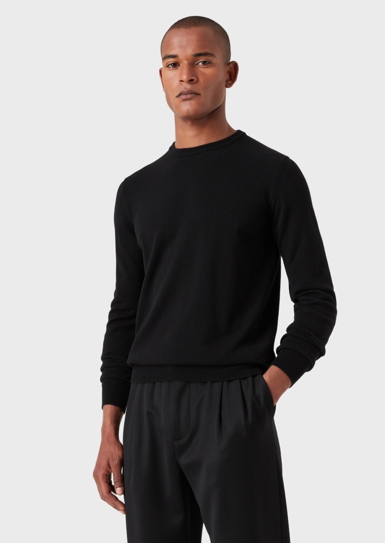 Giorgio Armani 男士老钱风无LOGO山羊绒圆领纯色毛衣