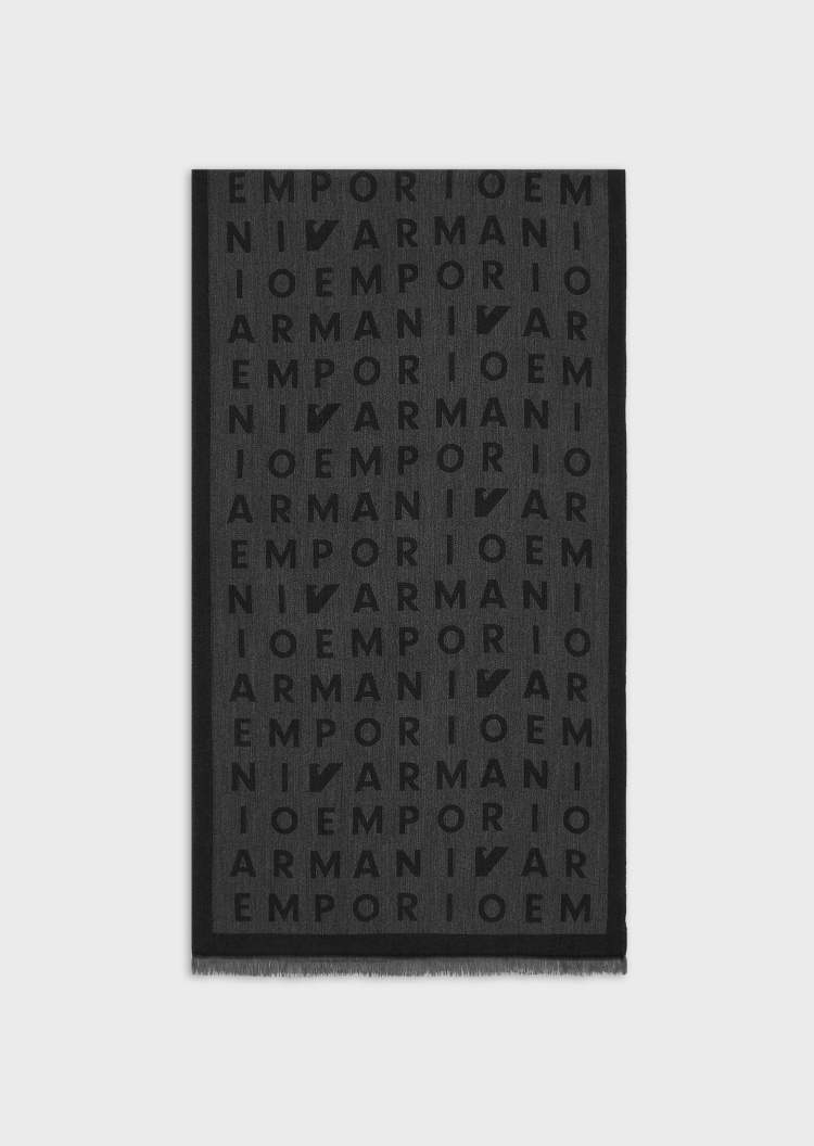 Emporio Armani 男士提花字母轻盈流苏围巾