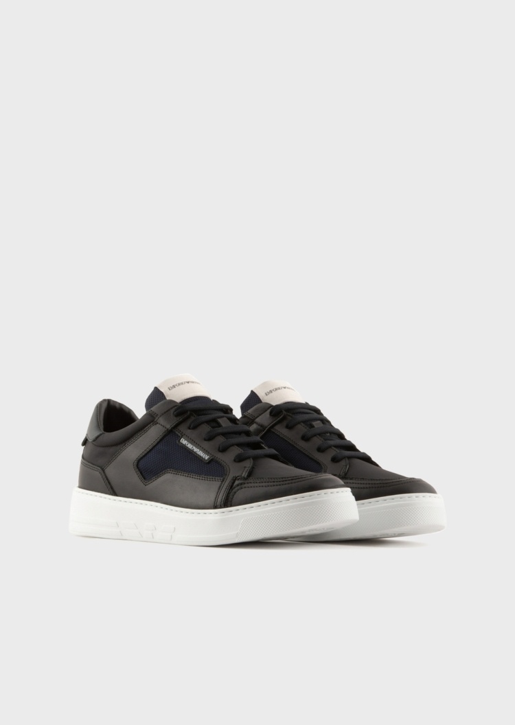 Emporio Armani 拼接网面皮革运动鞋