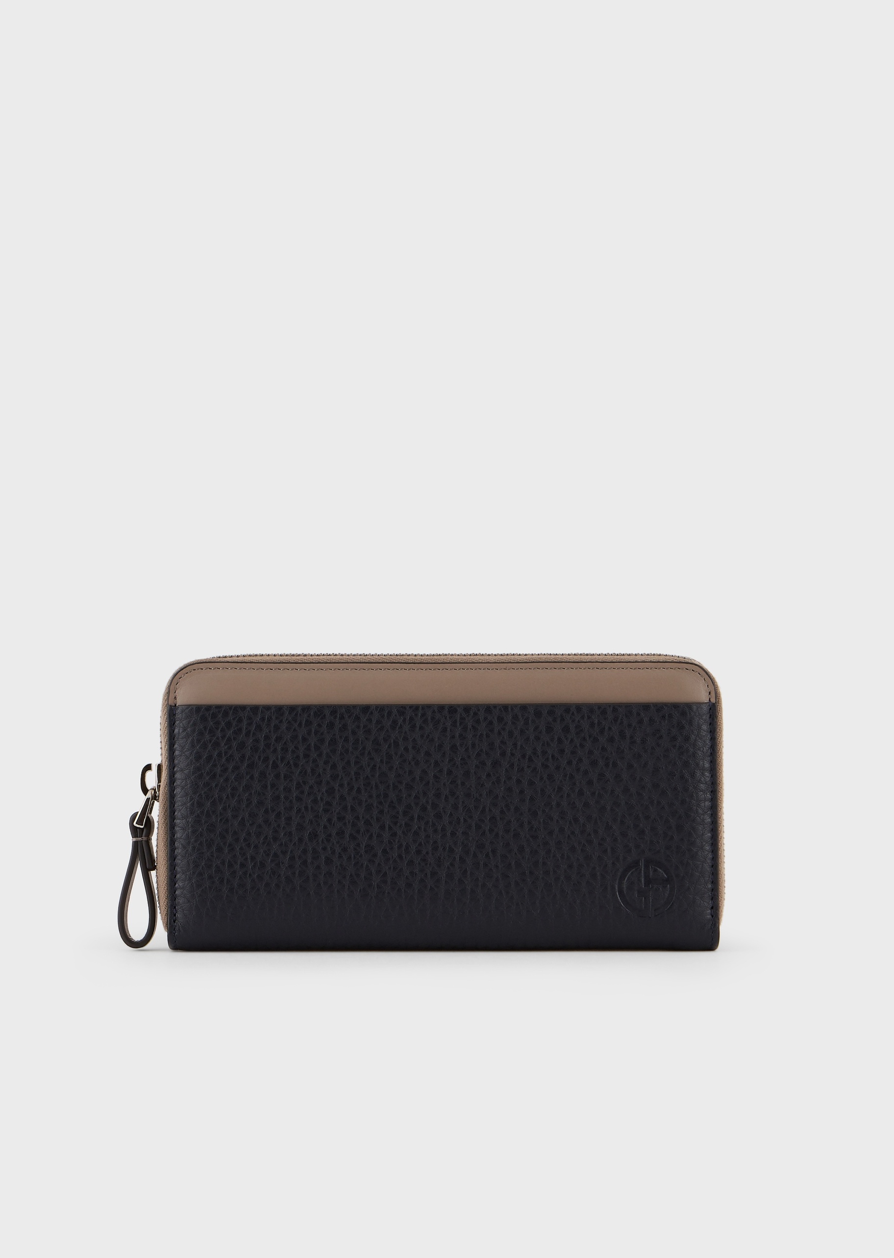 Giorgio Armani 环绕拉链双色皮革钱包