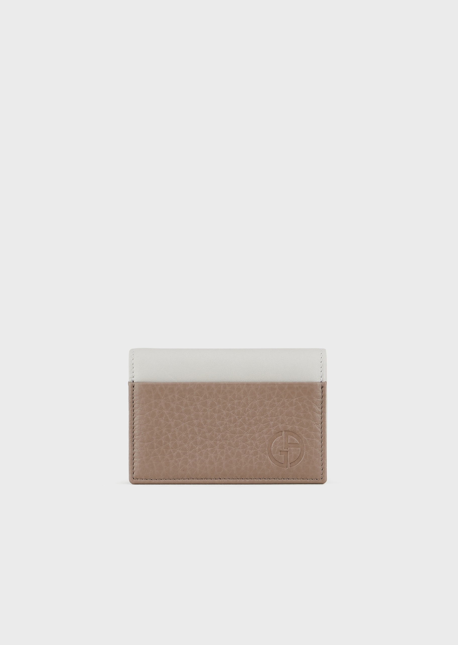 Giorgio Armani 男士牛皮革翻盖短款时尚双色手拿卡夹