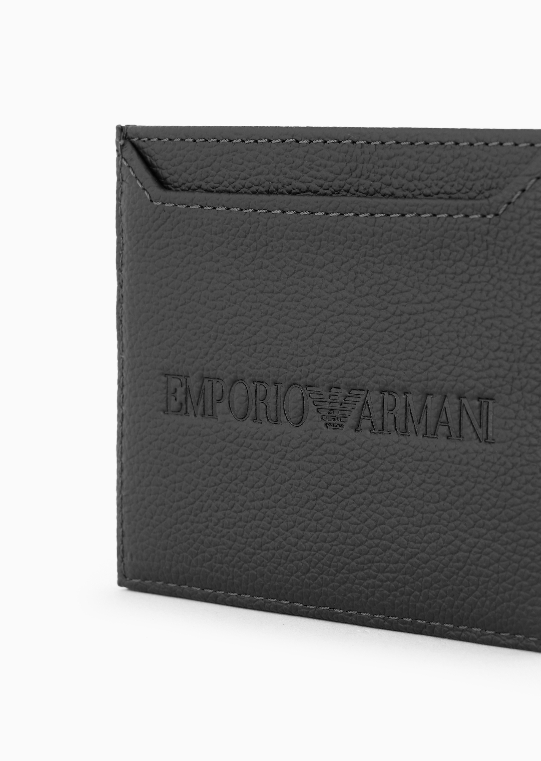Emporio Armani 男士牛皮革扁平多卡位纯色手拿卡夹