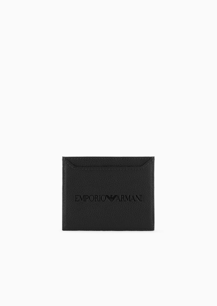 Emporio Armani 男士牛皮革扁平多卡位纯色手拿卡夹