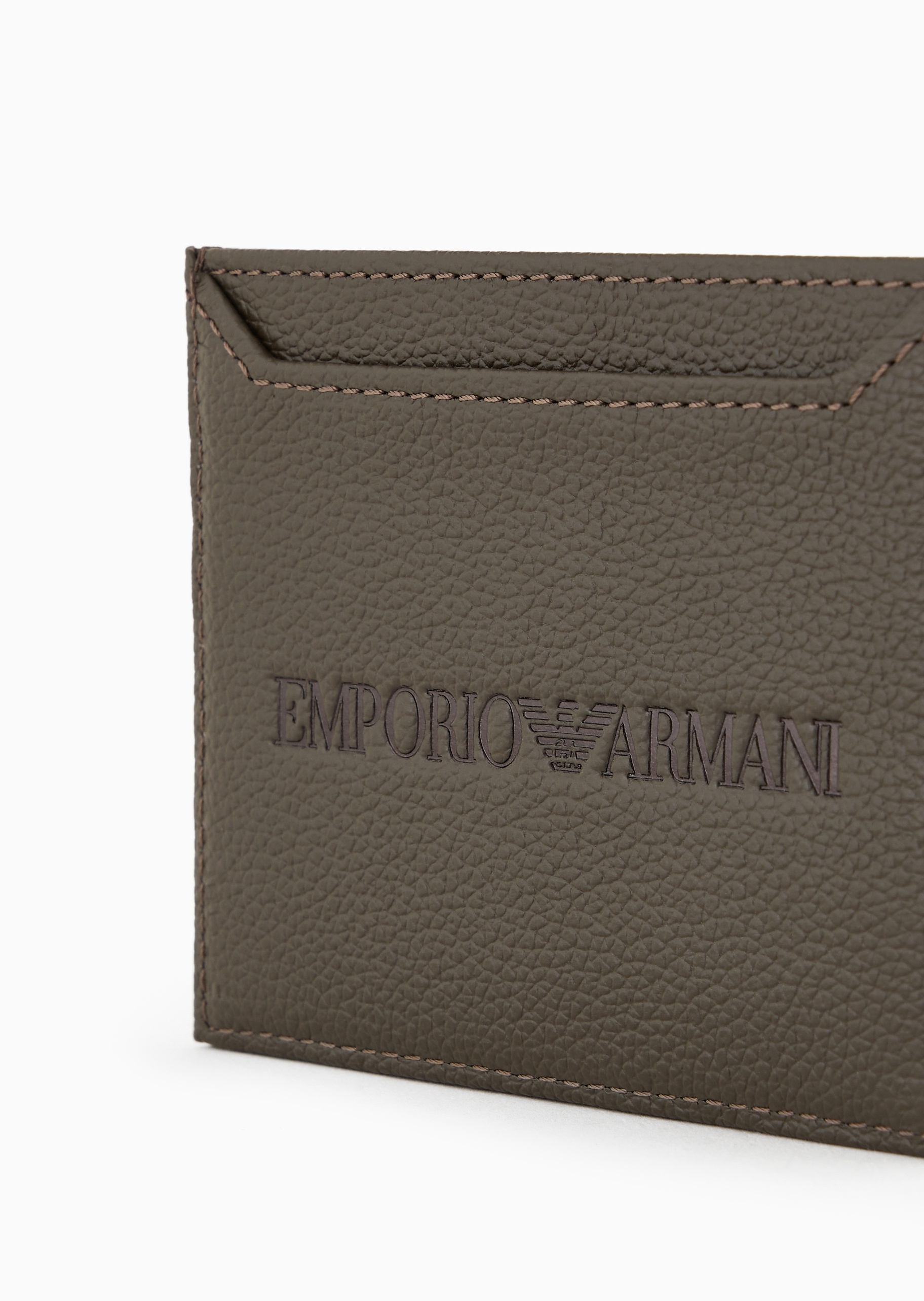 Emporio Armani 男士牛皮革扁平多卡位纯色手拿卡夹