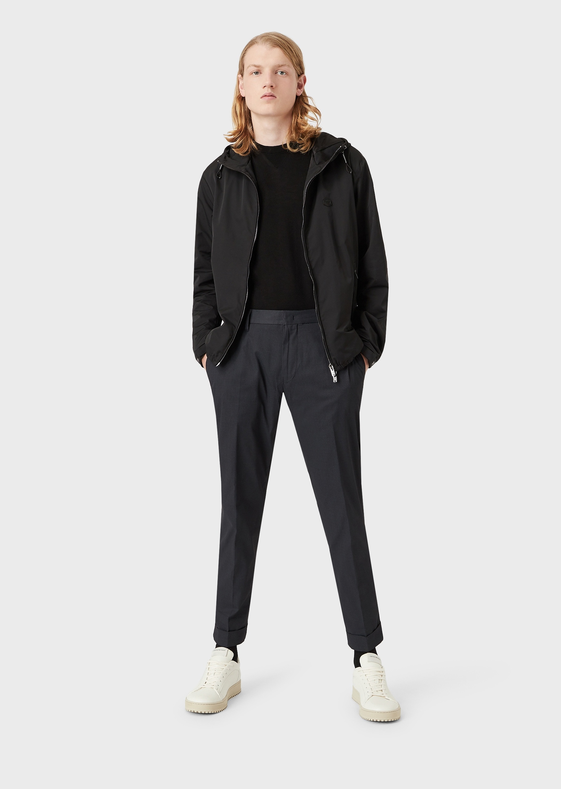 Emporio Armani 男士简约暗门襟折边休闲裤
