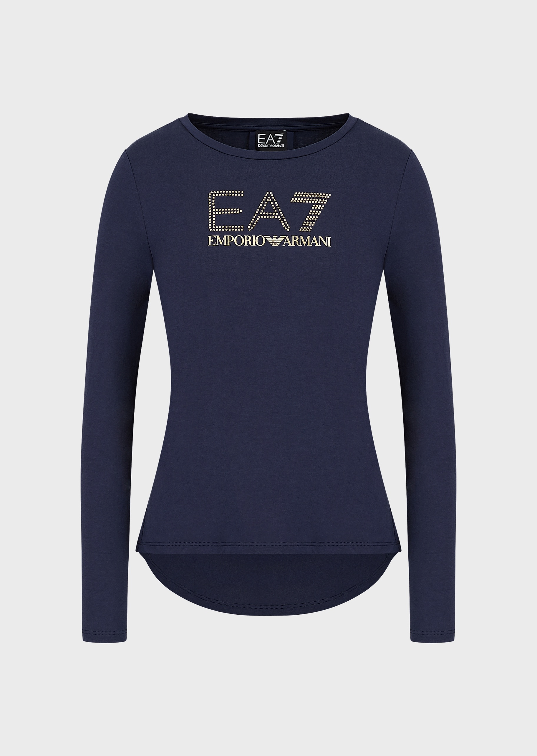 EA7 女士微弹修身长袖圆领健身训练休闲T恤