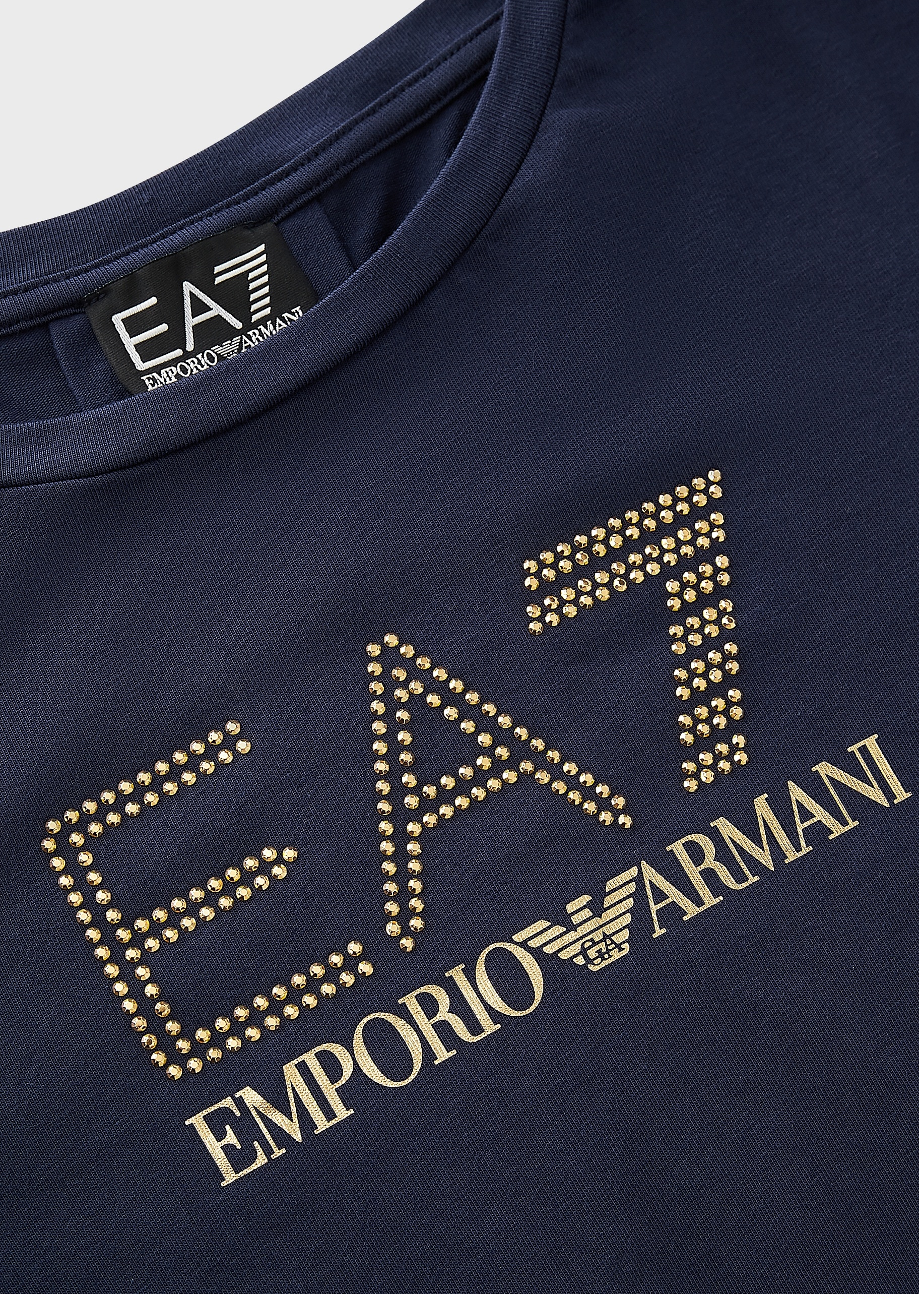 EA7 女士微弹修身长袖圆领健身训练休闲T恤
