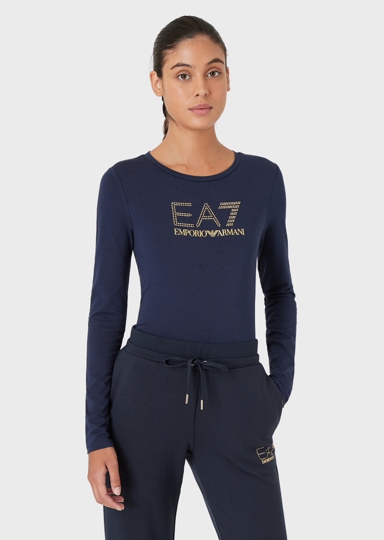 EA7 女士圆领运动休闲长袖T恤