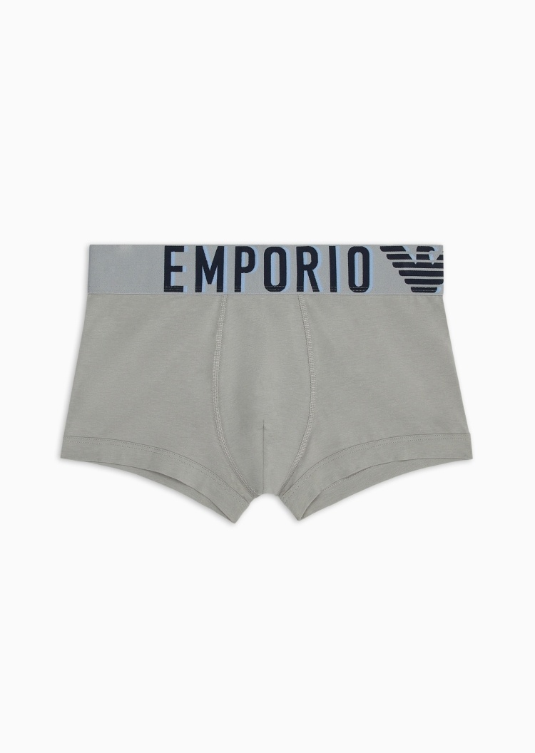 Emporio Armani 男士纯棉弹力合身平角大徽标腰边内裤