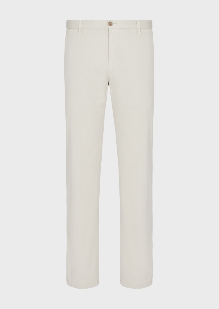Giorgio Armani 男士简约合身微弹纯棉直筒纯色休闲裤