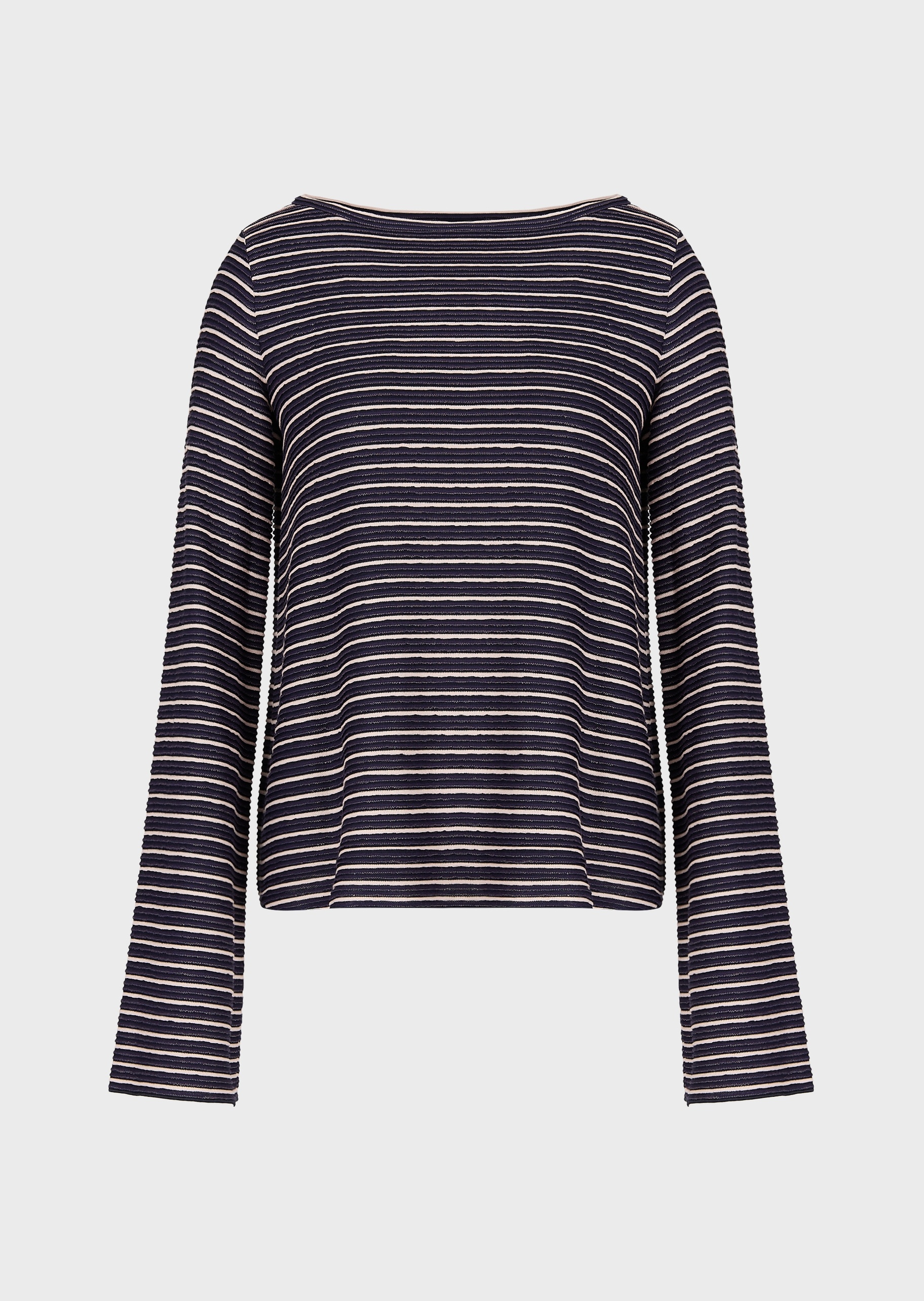 Emporio Armani 女士双色压花横条纹针织衫