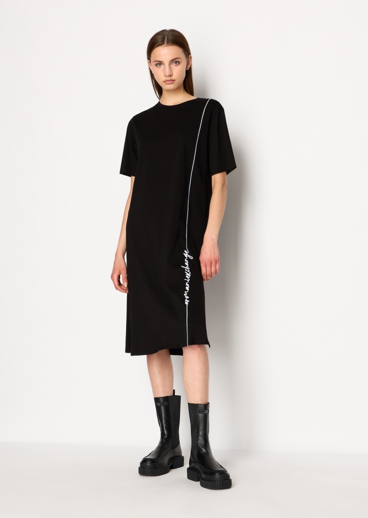 ARMANI EXCHANGE 女士侧开衩全棉短袖连衣裙