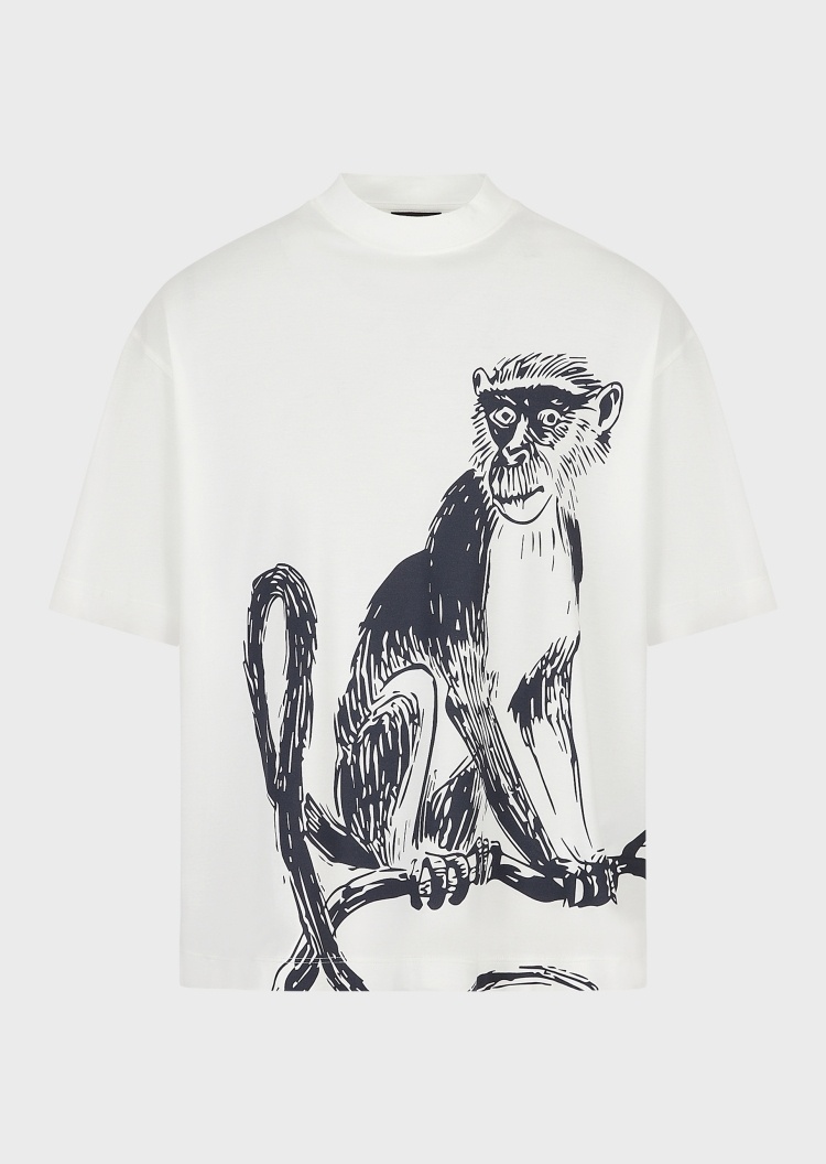 Emporio Armani 猕猴印花宽松T恤