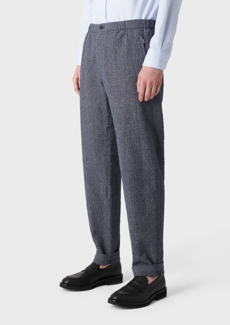 Emporio Armani 编织纹理松紧休闲裤