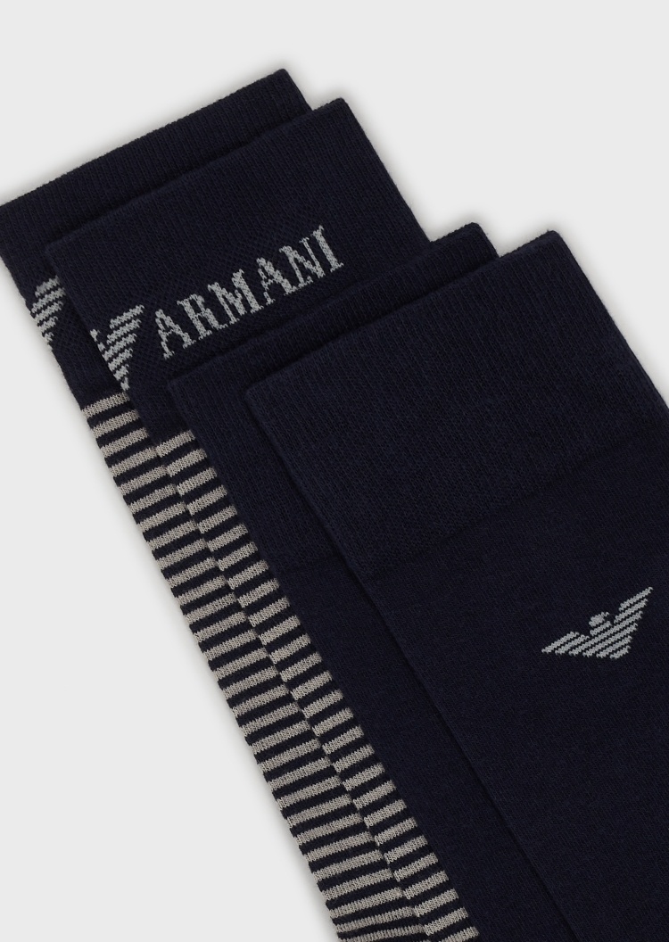 Emporio Armani 两双装舒适条纹袜子