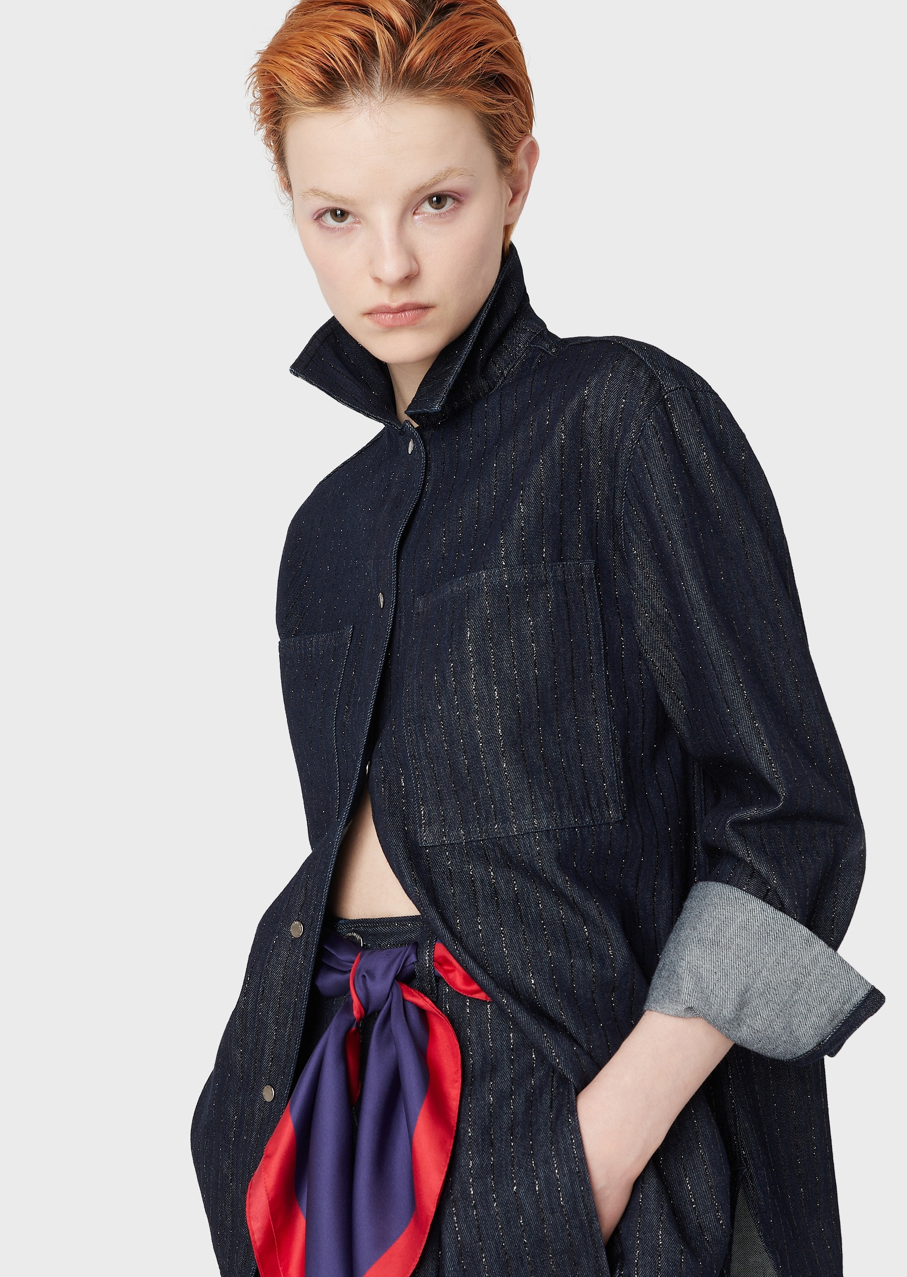 Emporio Armani 细条纹牛仔布衬衫