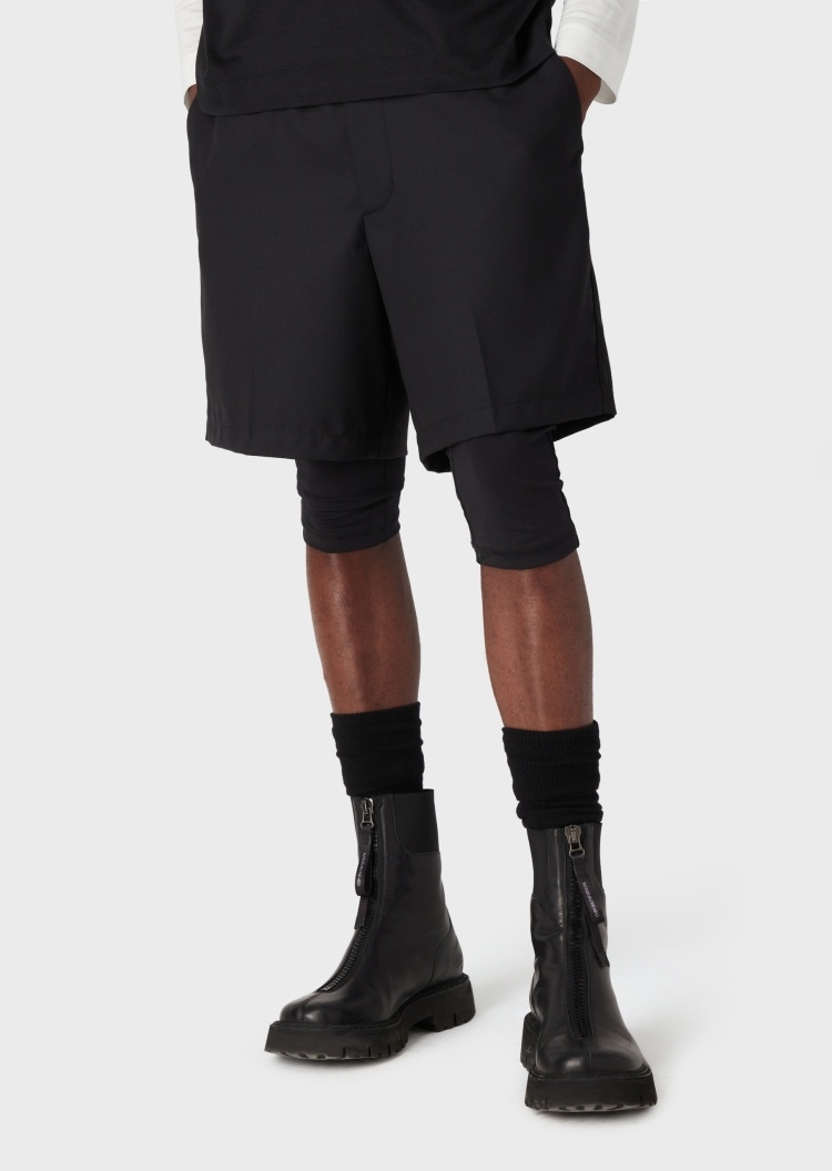 Emporio Armani 纹理松紧百慕大短裤