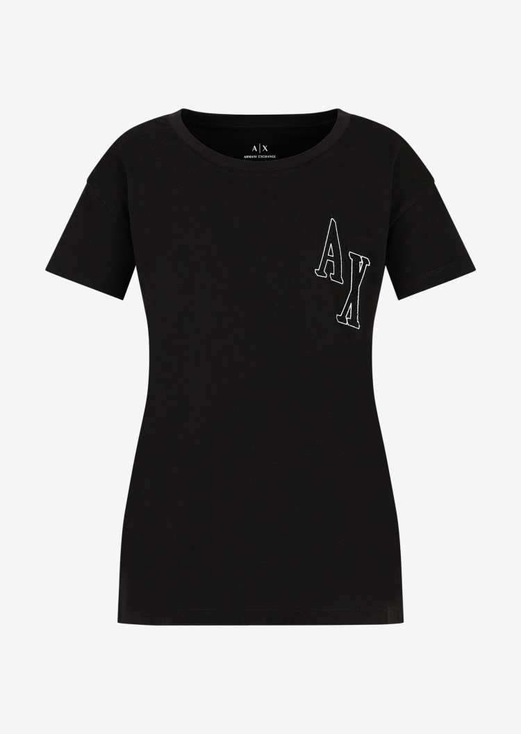 ARMANI EXCHANGE 女士全棉宽松落肩圆领短袖重磅T恤