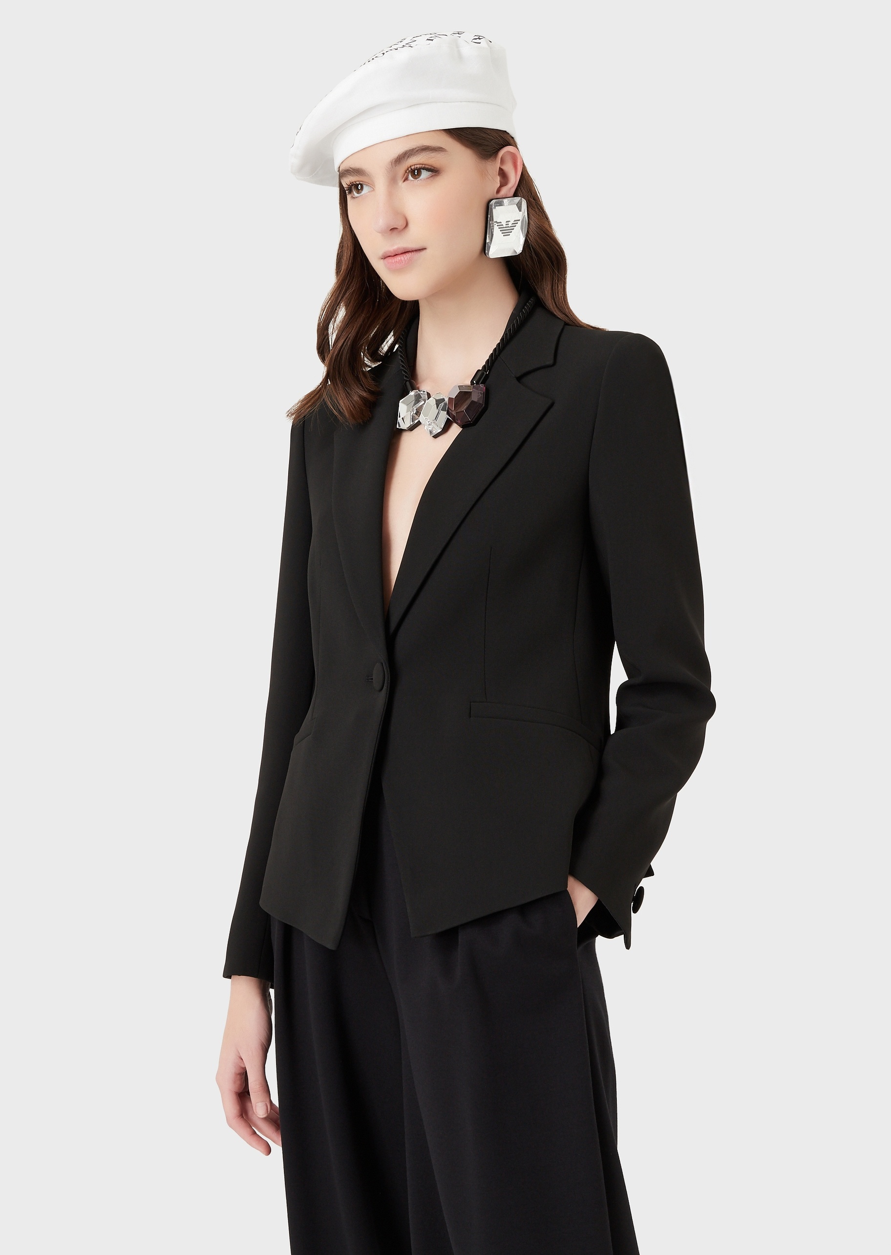 Emporio Armani 纯色修身单扣西装外套