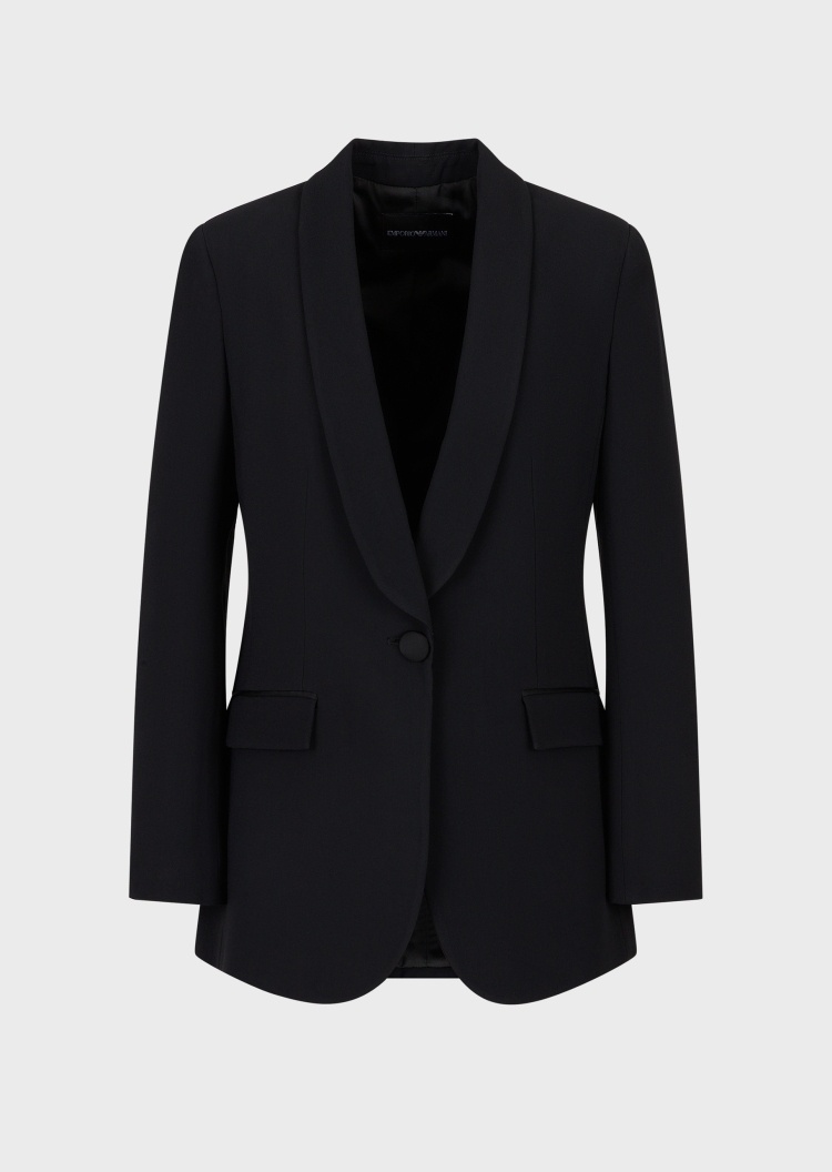 Emporio Armani 女士单粒扣青果领西装外套