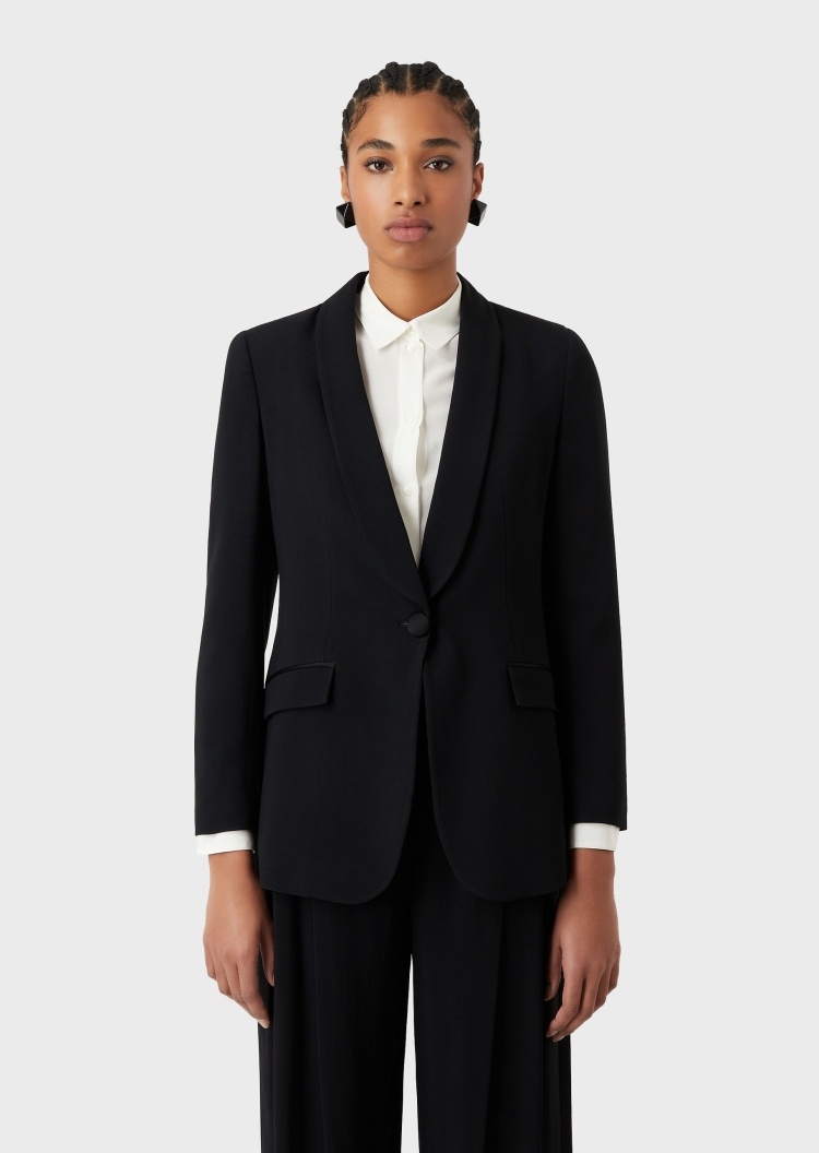 Emporio Armani 女士单粒扣青果领西装外套