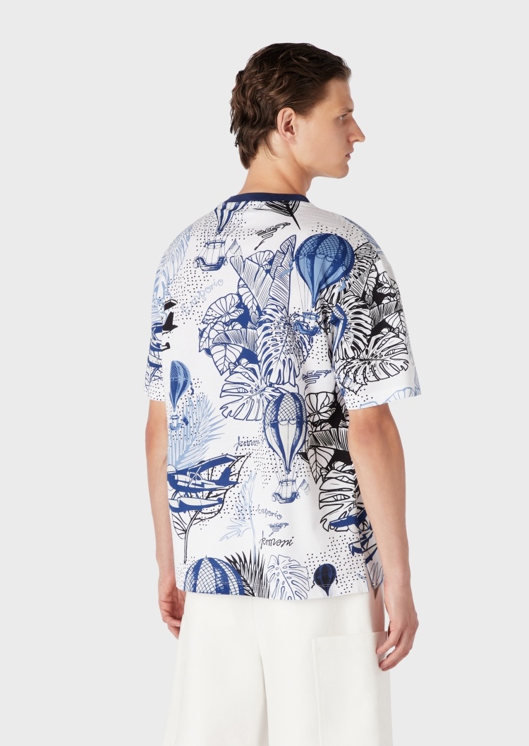 Emporio Armani 清新度假风印花棉T恤