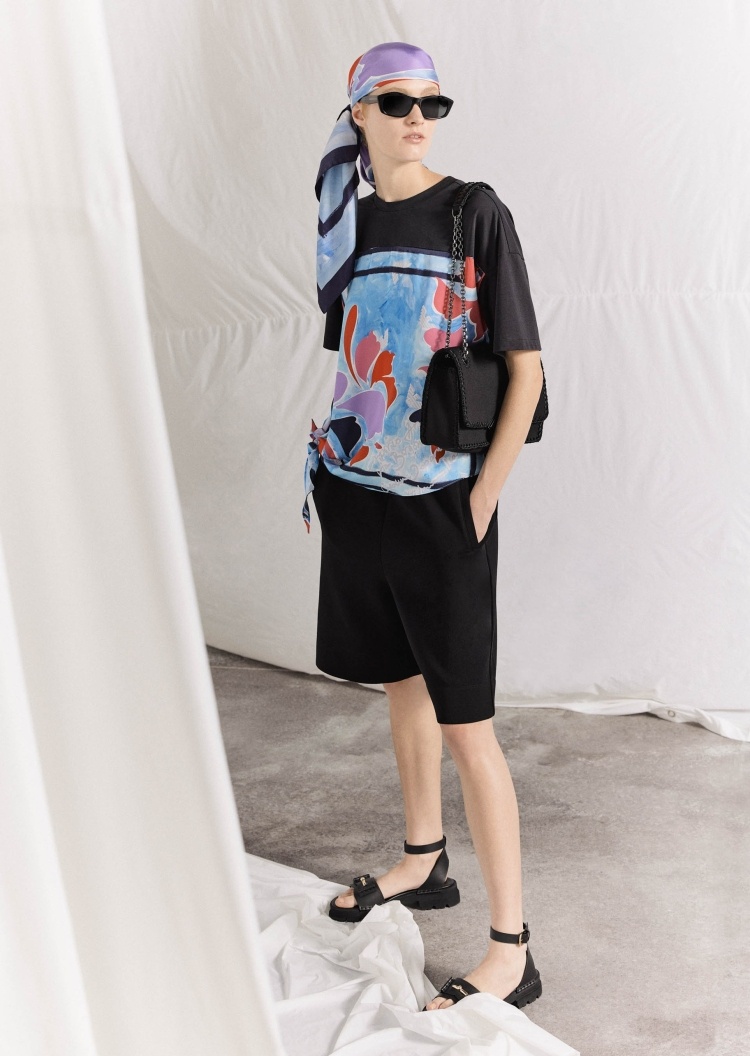 Emporio Armani 印花嵌片系带圆领T恤