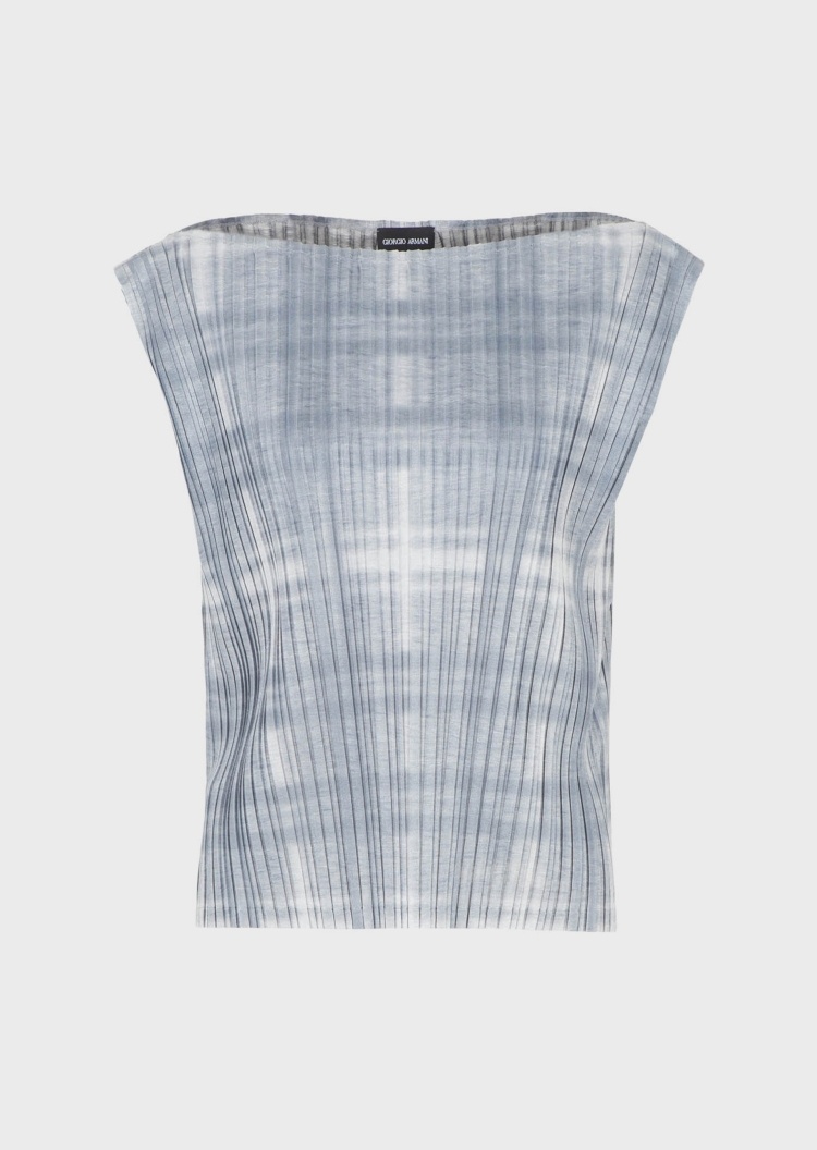 Giorgio Armani 渐变格纹印花褶裥背心