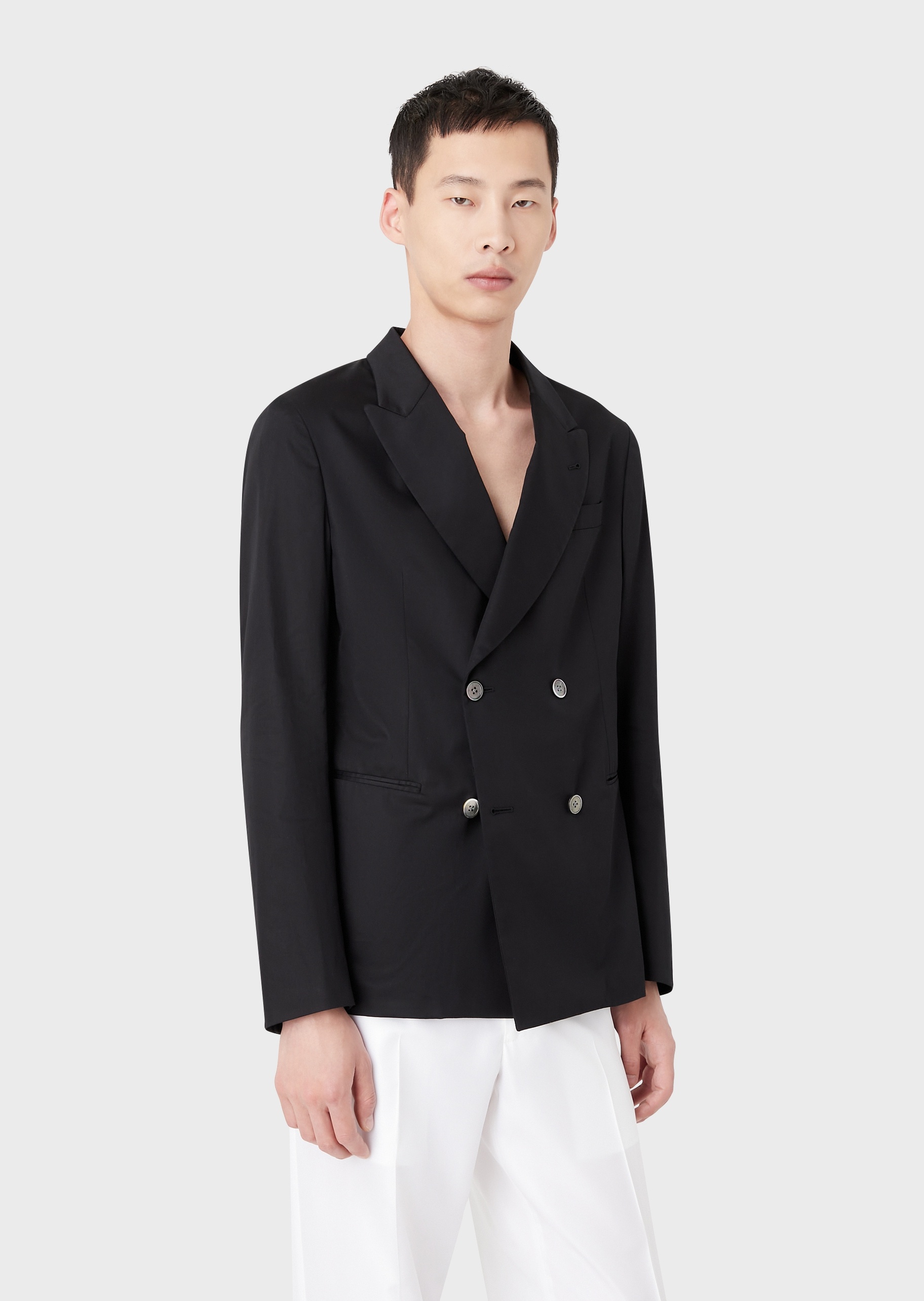 Emporio Armani 双排扣棉质西装外套