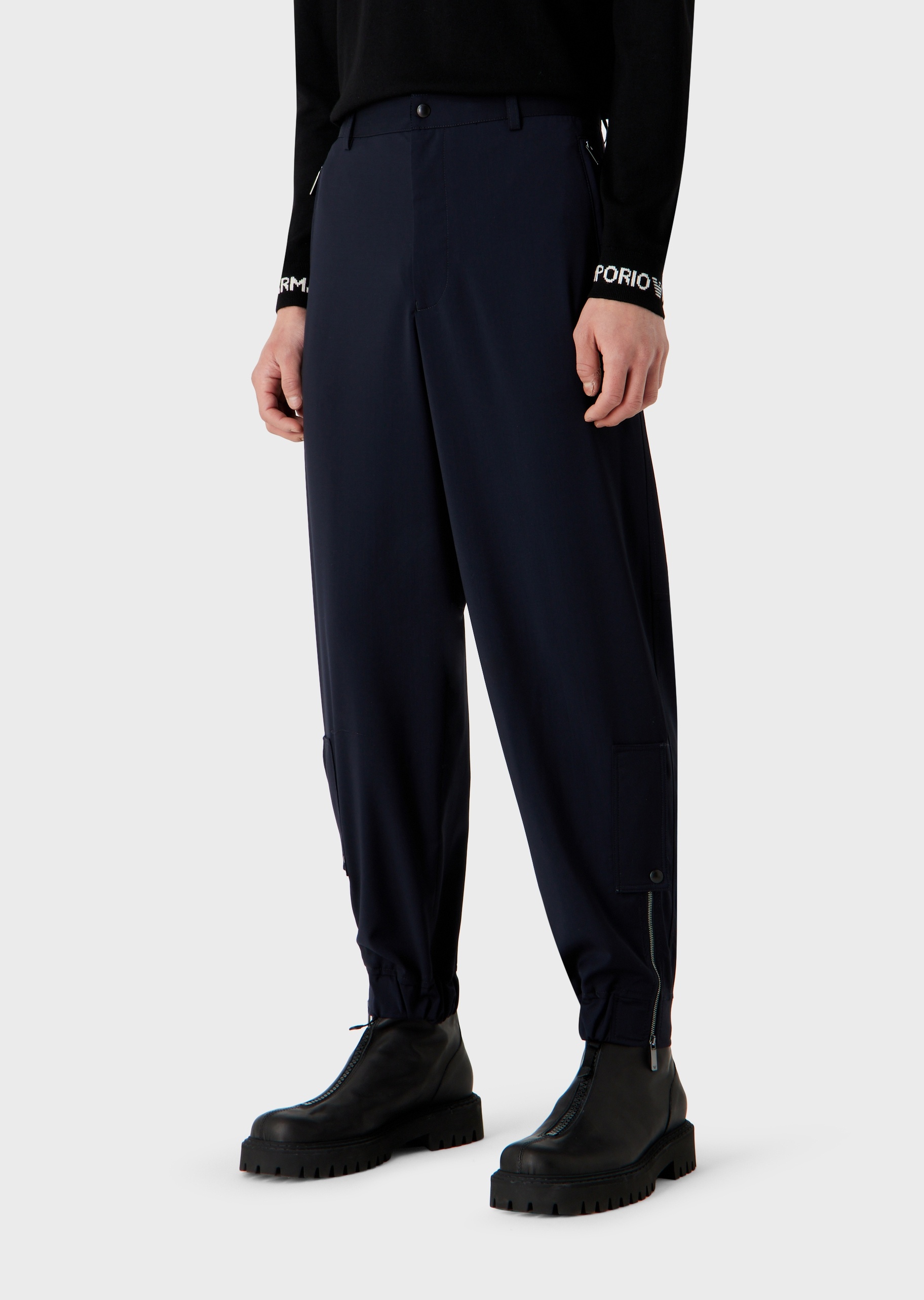 Emporio Armani 拉链束脚廓形休闲裤