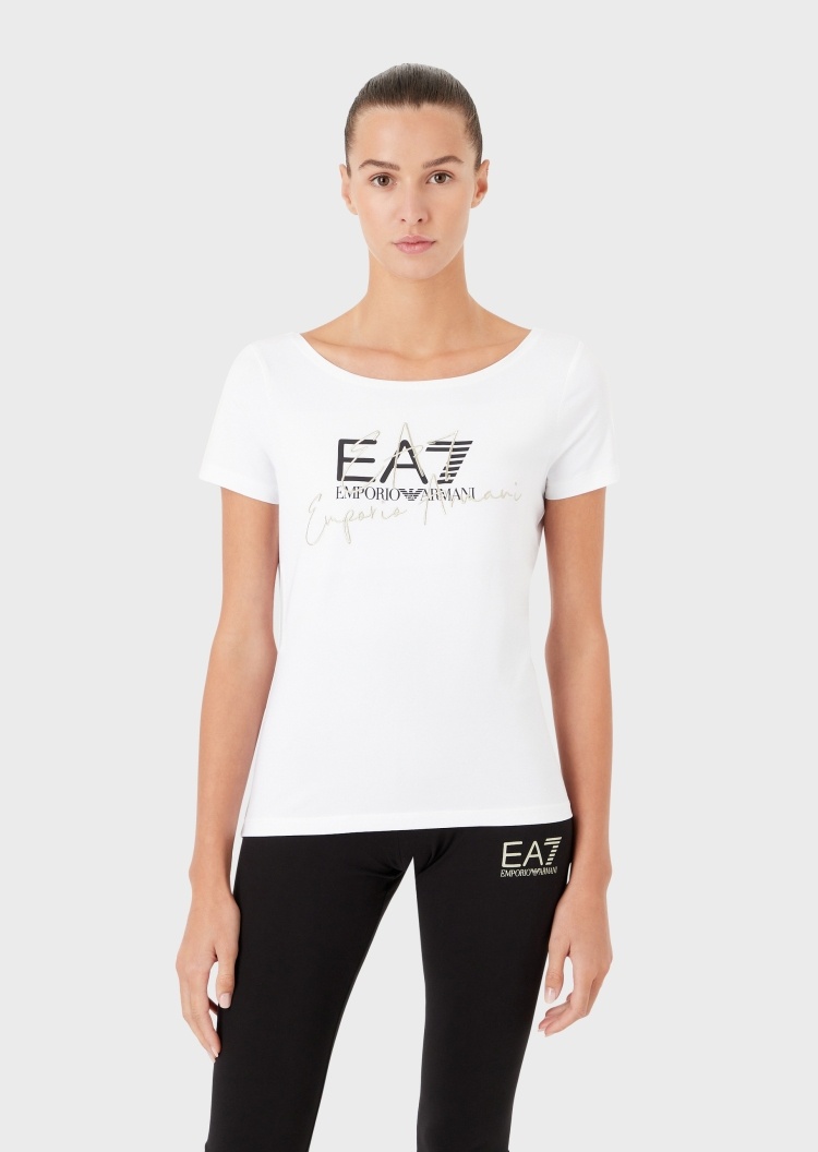 EA7 撞色斜体标识T恤