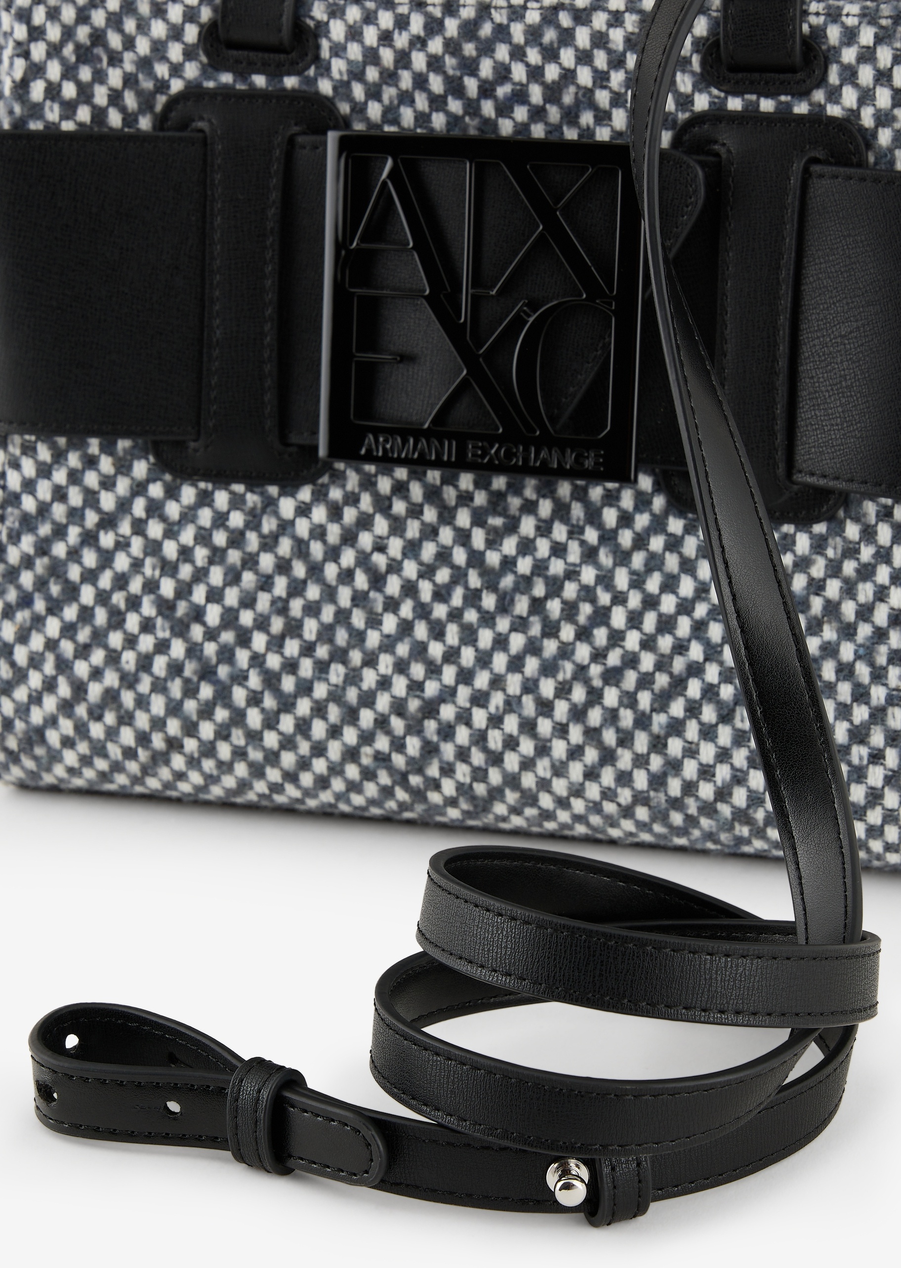 ARMANI EXCHANGE 女士棋盘格手提斜挎托特包