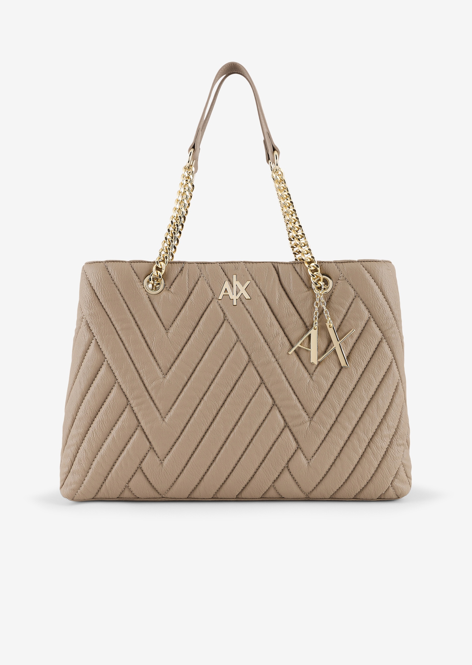 ARMANI EXCHANGE 女士人字绗缝斜挎托特包